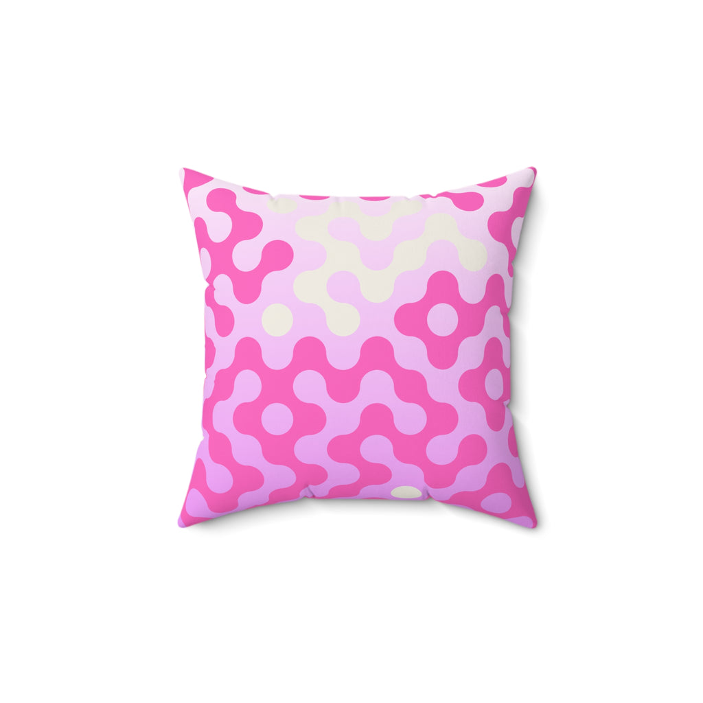 Pink Retro Blob Pattern Faux Suede Pillow