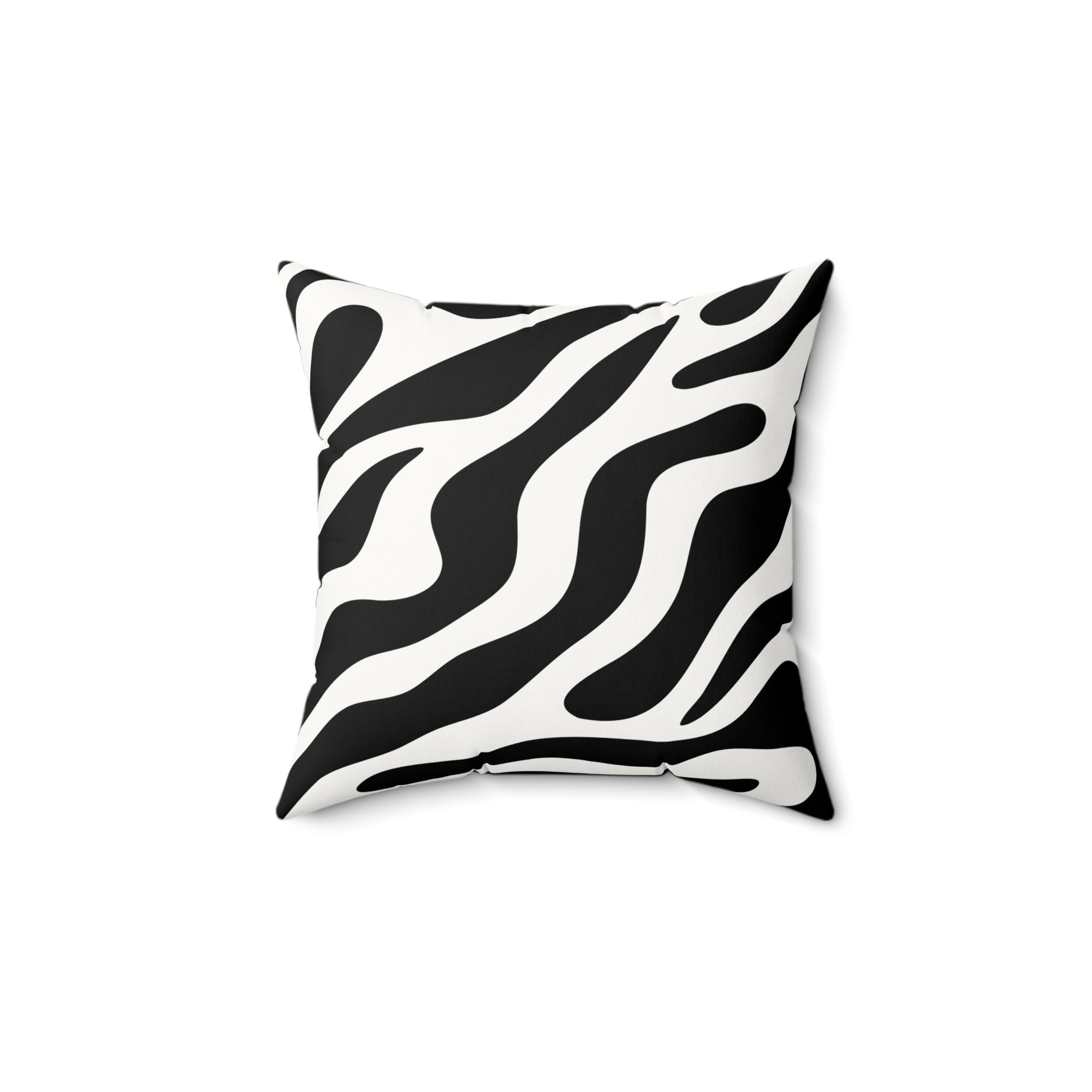 Zebra Print Faux Suede Square Pillow — Black & White Decorative Throw Cushion