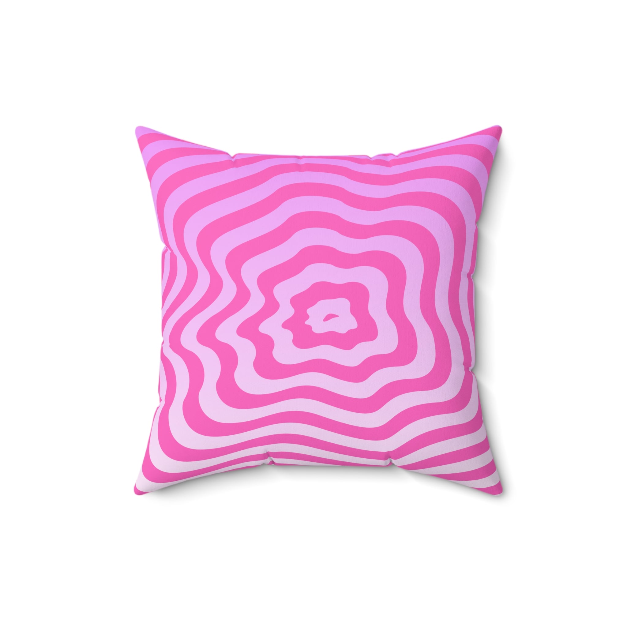 Pink Retro Ripple Square Pillow - Psychedelic Abstract Throw Pillow