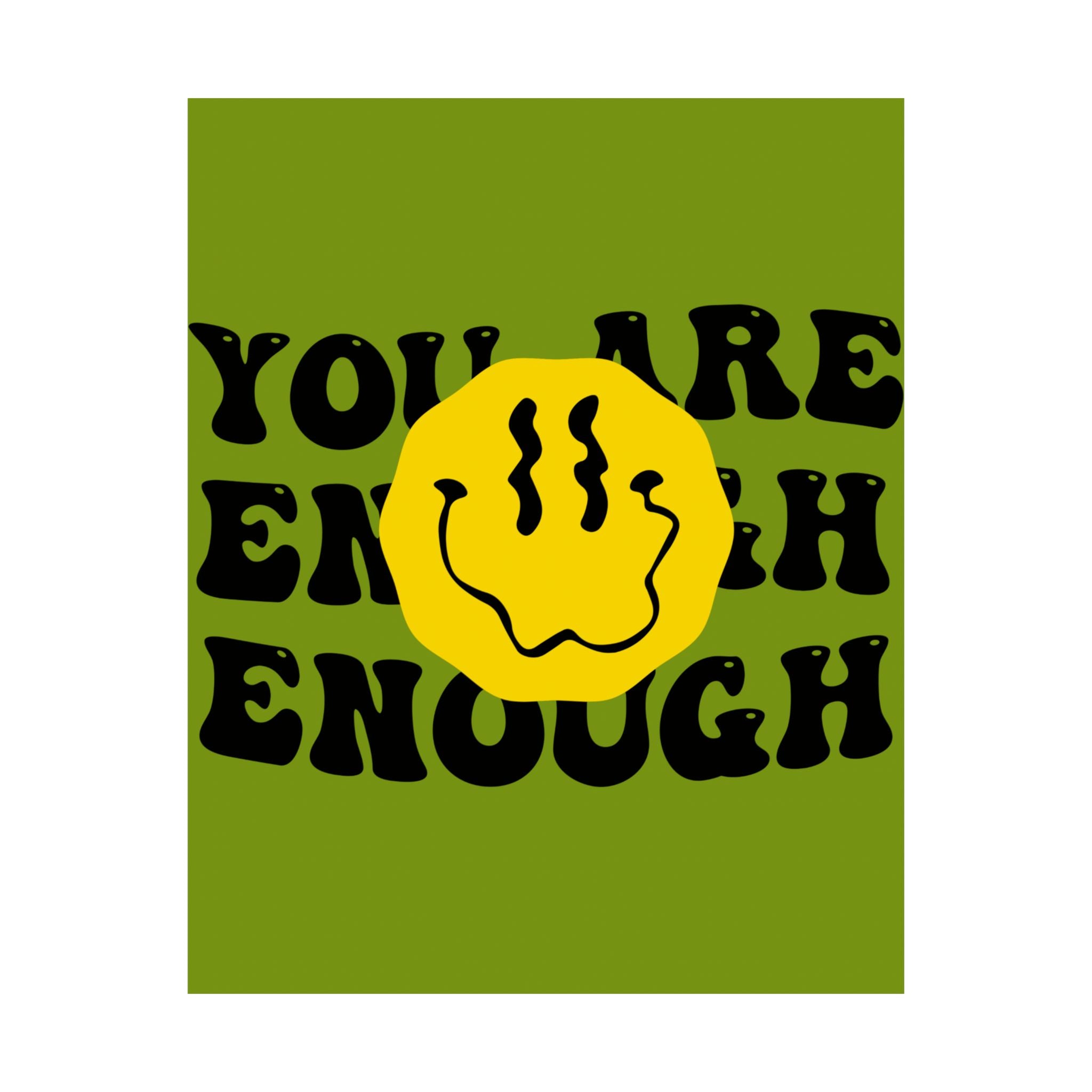 You Are Enough Poster — Retro Smiley Motivational Wall Art