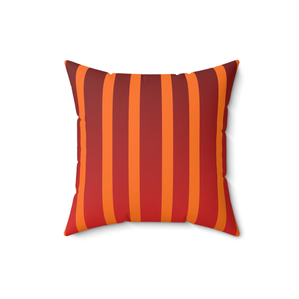 Retro Orange Stripe Faux Suede Pillow