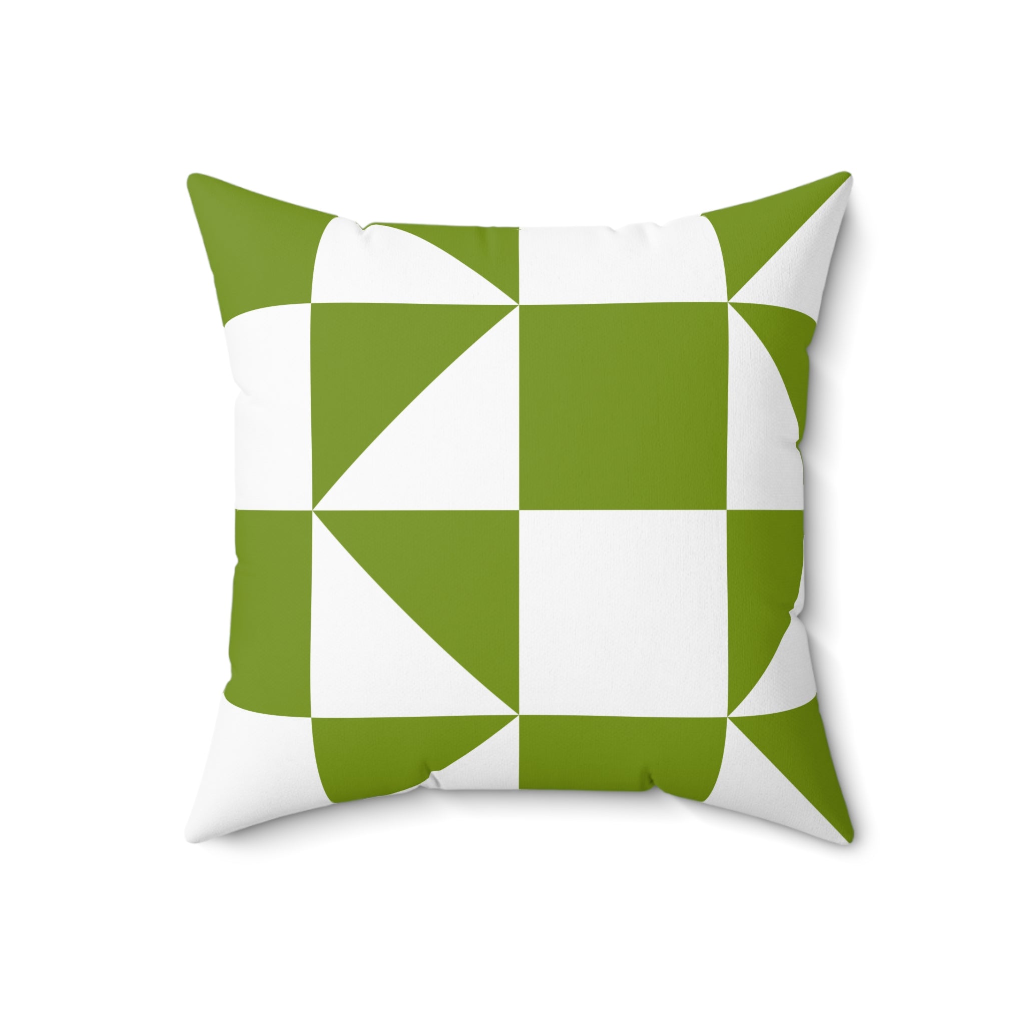 Geometric Green Checker Pillow