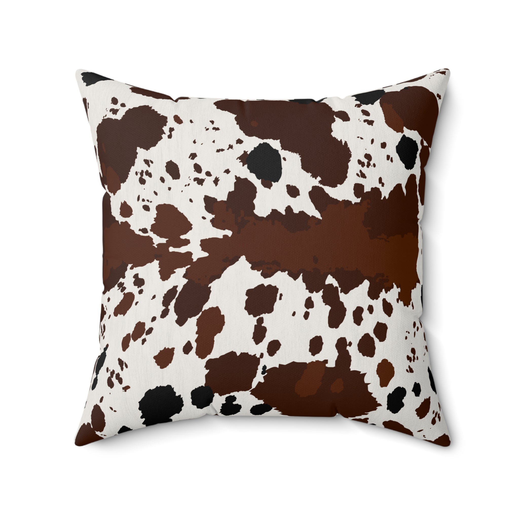 Cowhide Print Faux Suede Pillow — Brown Speckled Decorative Throw Pillow