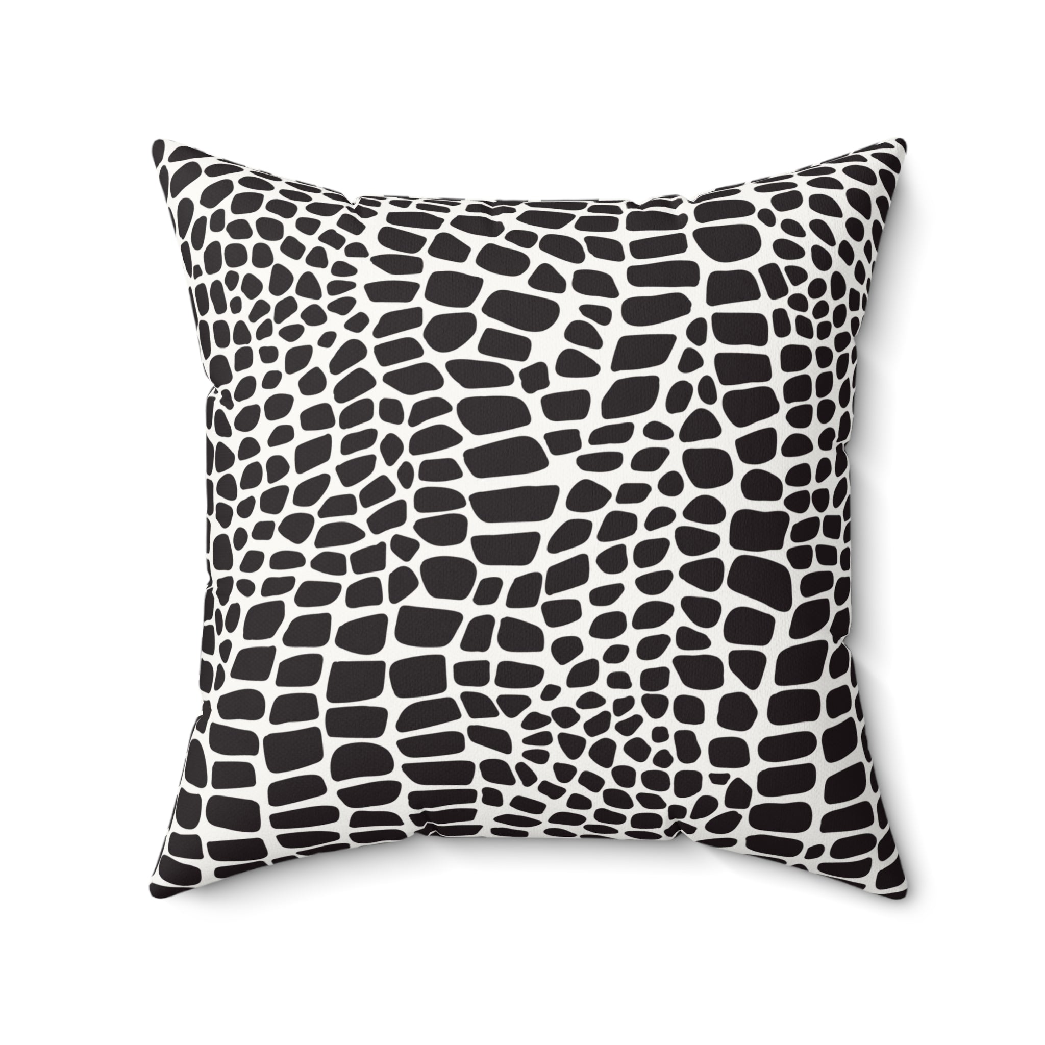 Black & White Croc Print Faux Suede Pillow — Modern Animal Print Decorative Throw Pillow