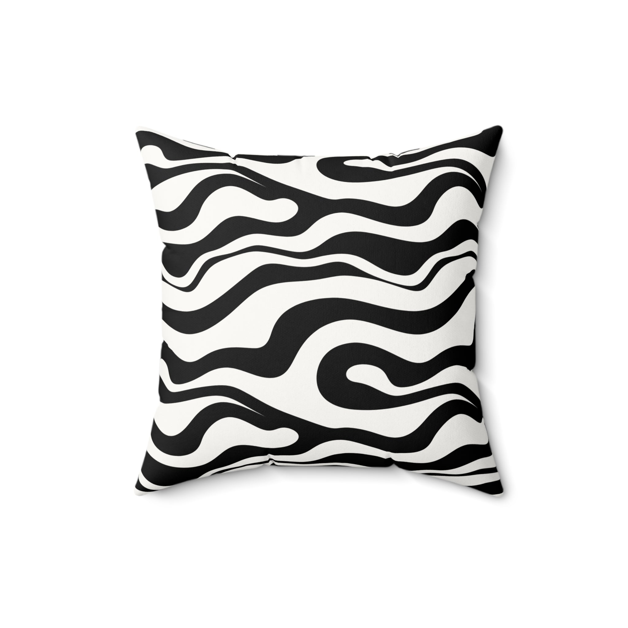 Zebra Wave Faux Suede Pillow — Black & White Abstract Decorative Cushion
