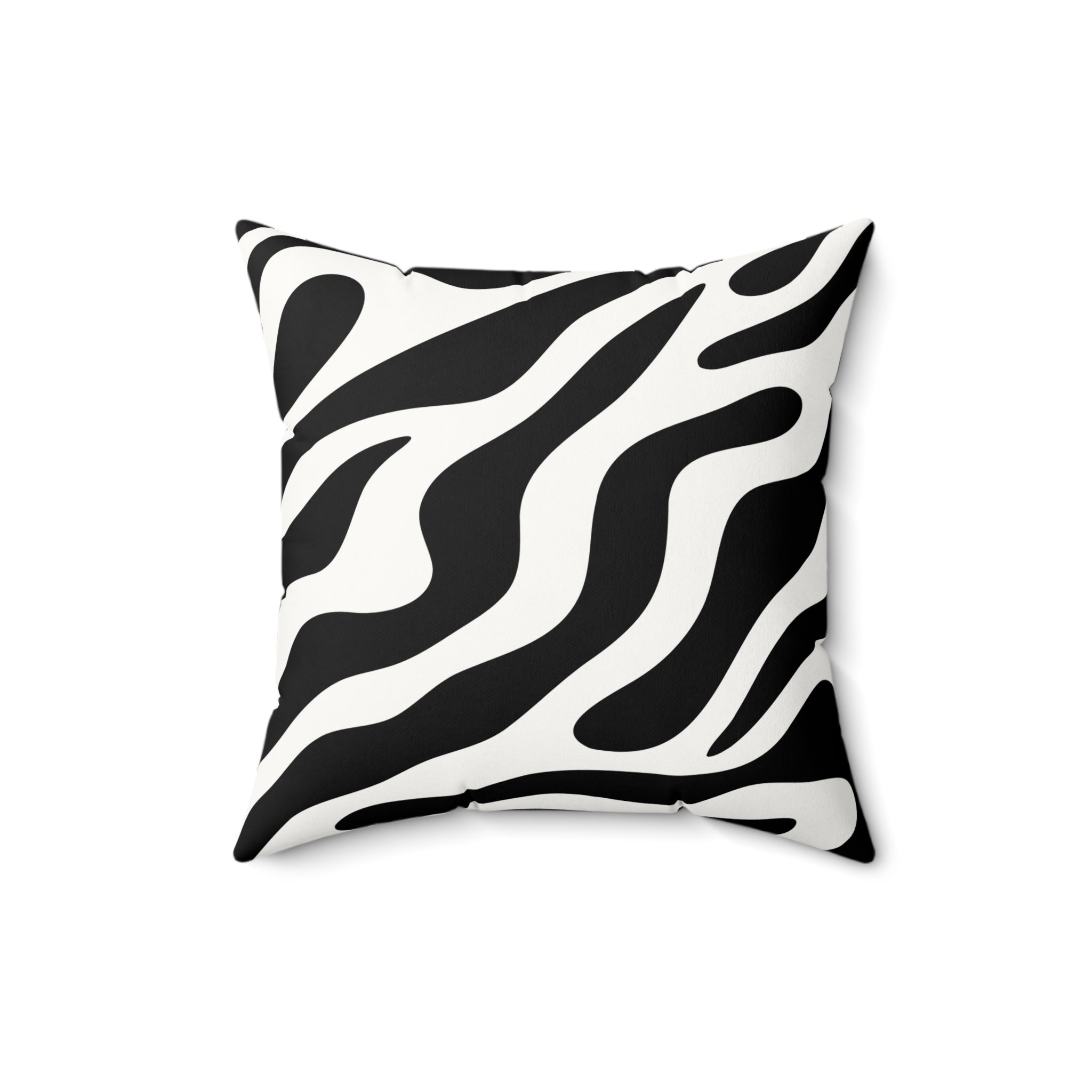 Zebra Print Faux Suede Square Pillow — Black & White Decorative Throw Cushion
