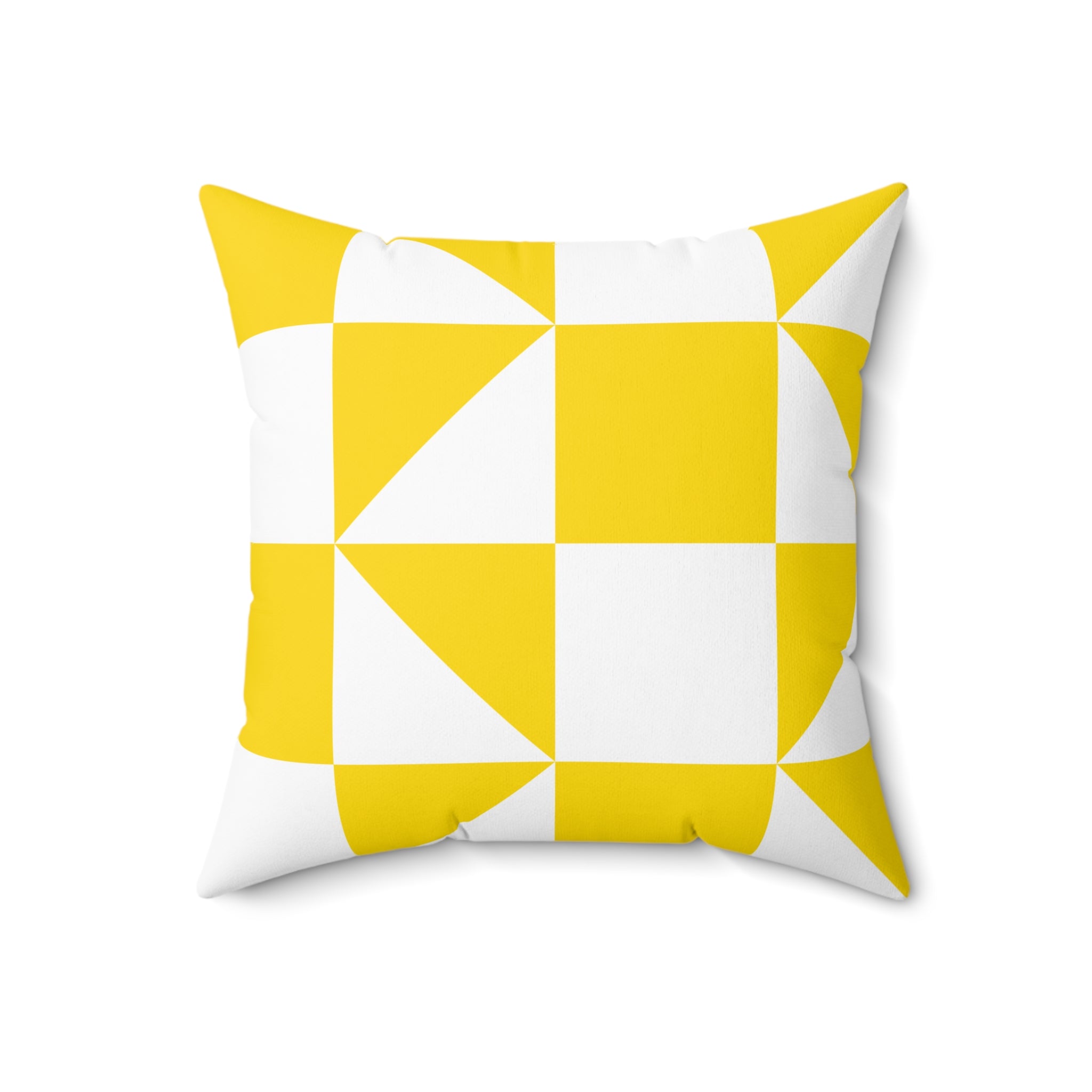 Geometric Yellow Quilt-Pattern Pillow