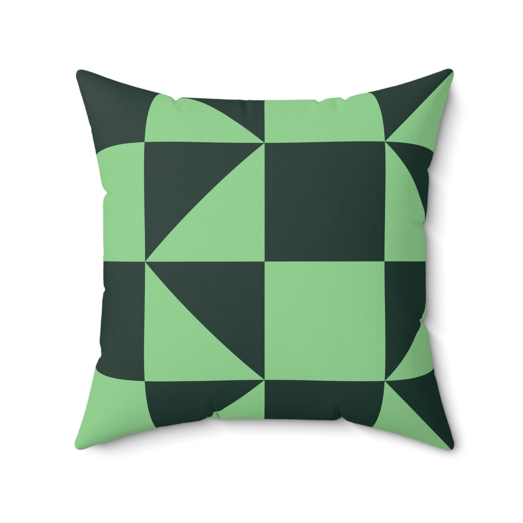 Green Geometric Checkerboard Pillow | Modern Square Throw Pillow