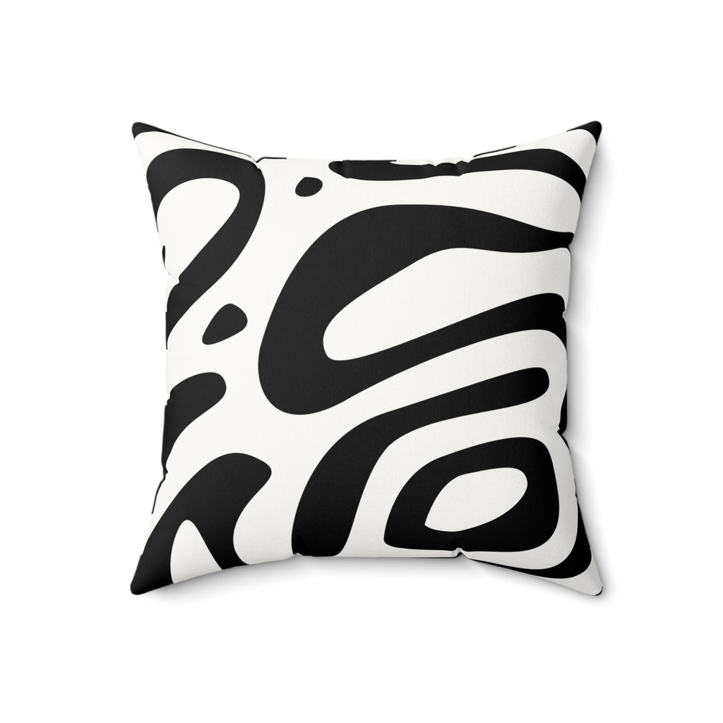 Black & White Abstract Zebra Print Faux Suede Pillow