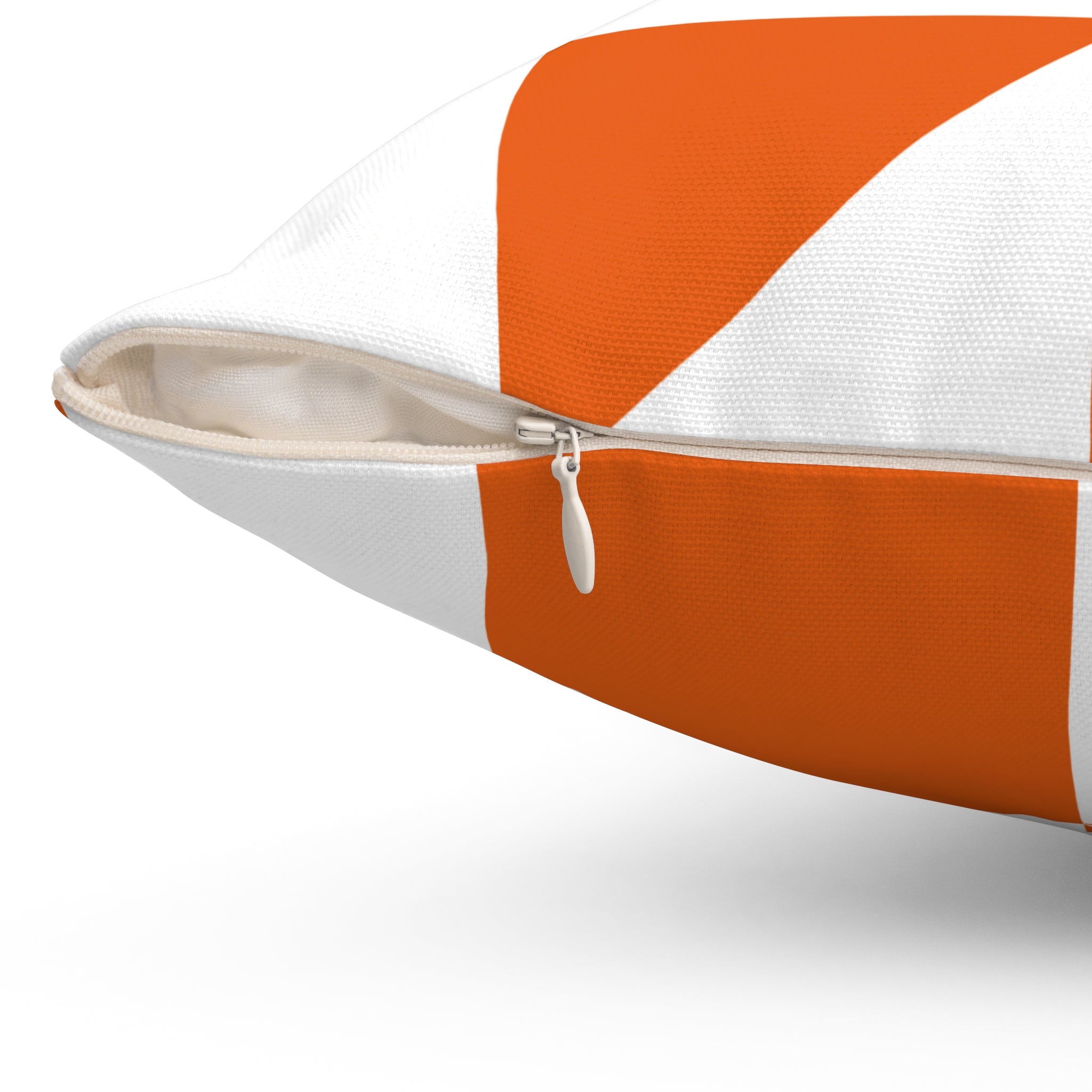 Modern Orange Geometric Square Pillow — Bold Checkered Throw Pillow