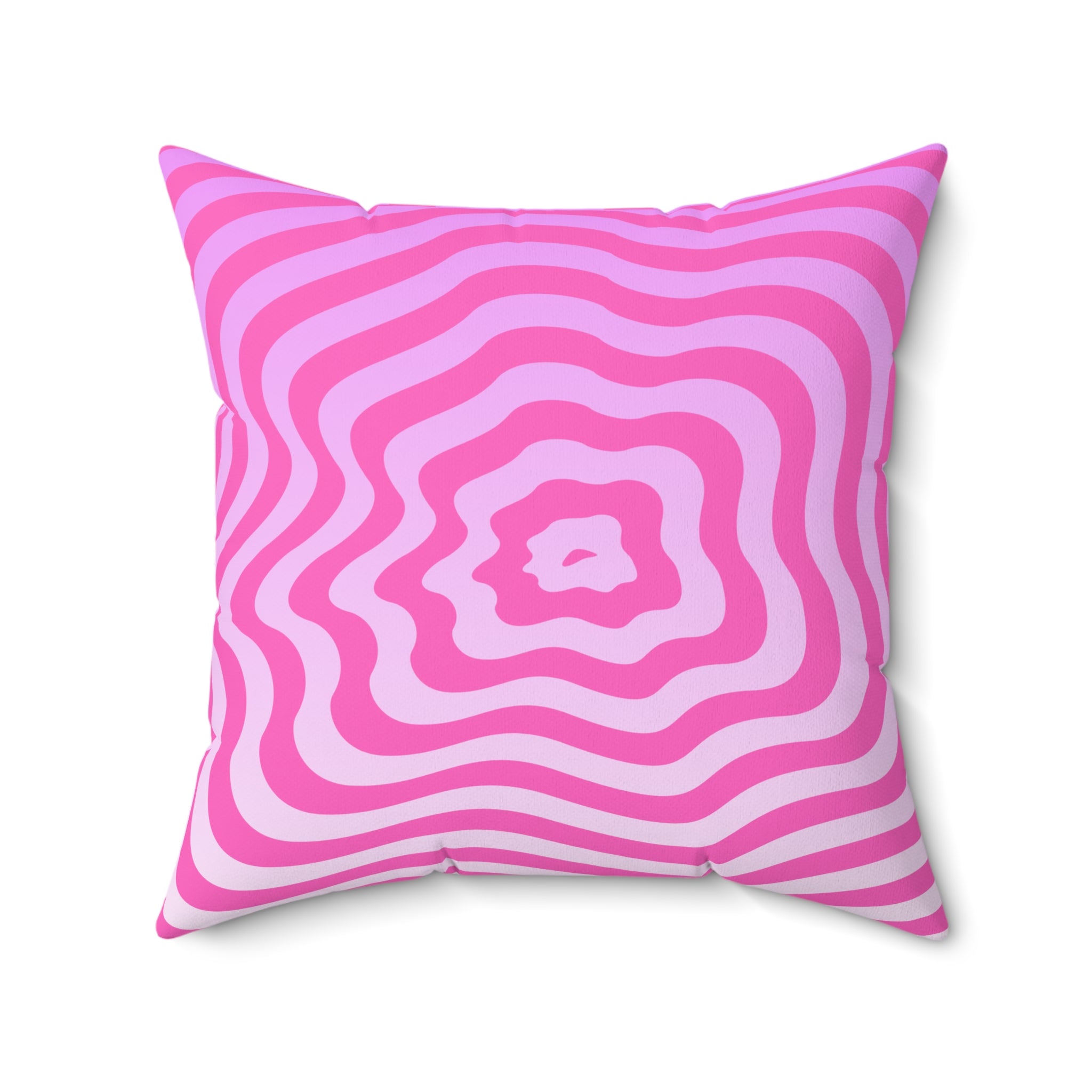 Pink Retro Ripple Square Pillow - Psychedelic Abstract Throw Pillow