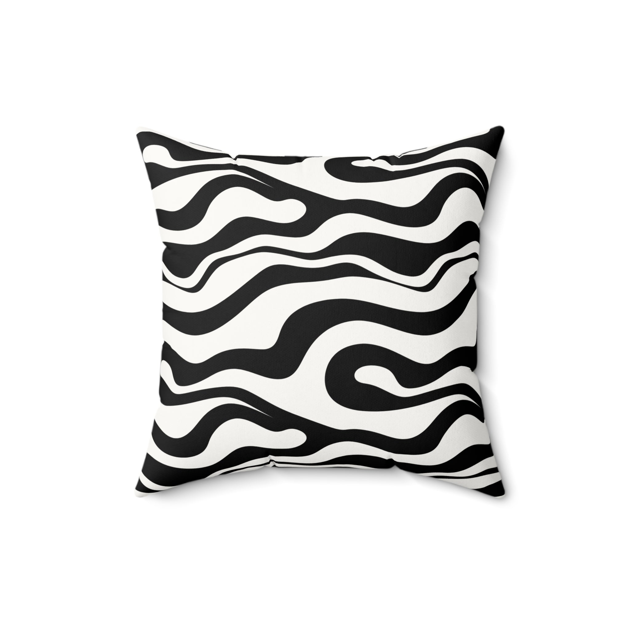 Zebra Wave Faux Suede Pillow — Black & White Abstract Decorative Cushion