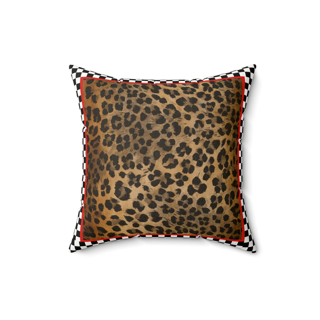 Leopard Print Faux Suede Pillow