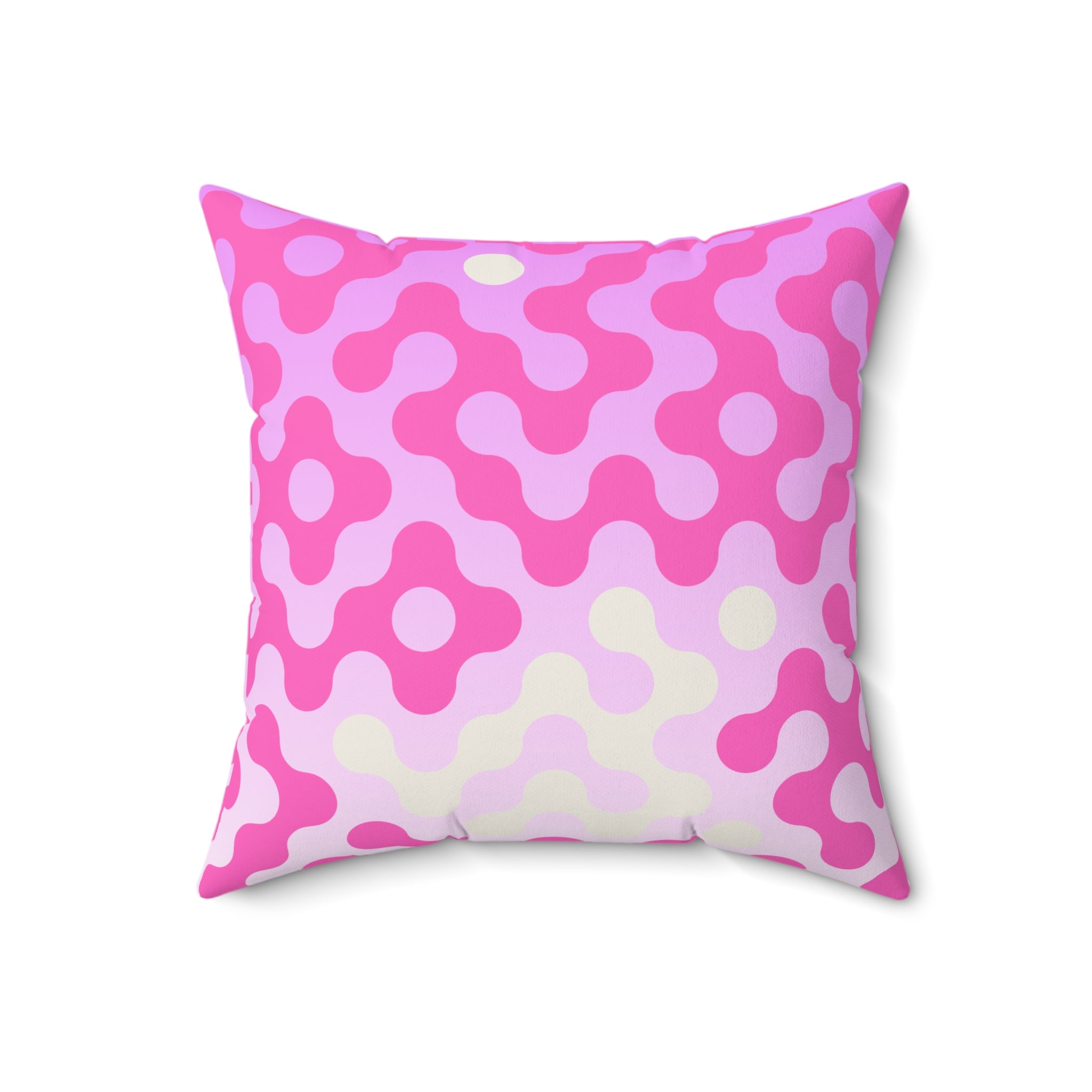 Pink Retro Blob Pattern Faux Suede Pillow