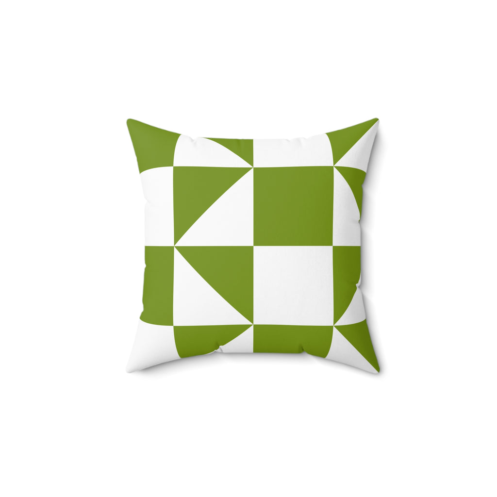 Geometric Green Checker Pillow