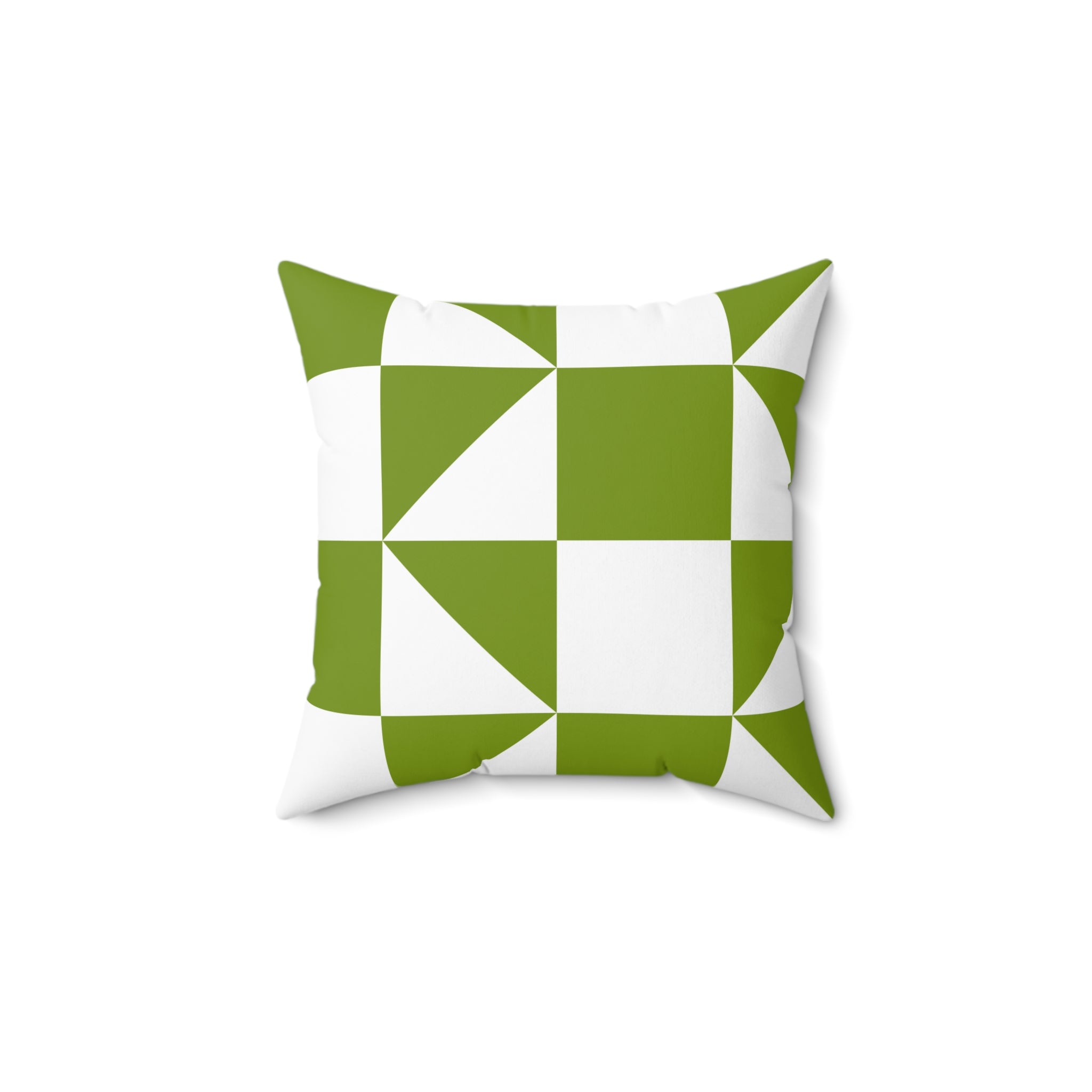 Geometric Green Checker Pillow