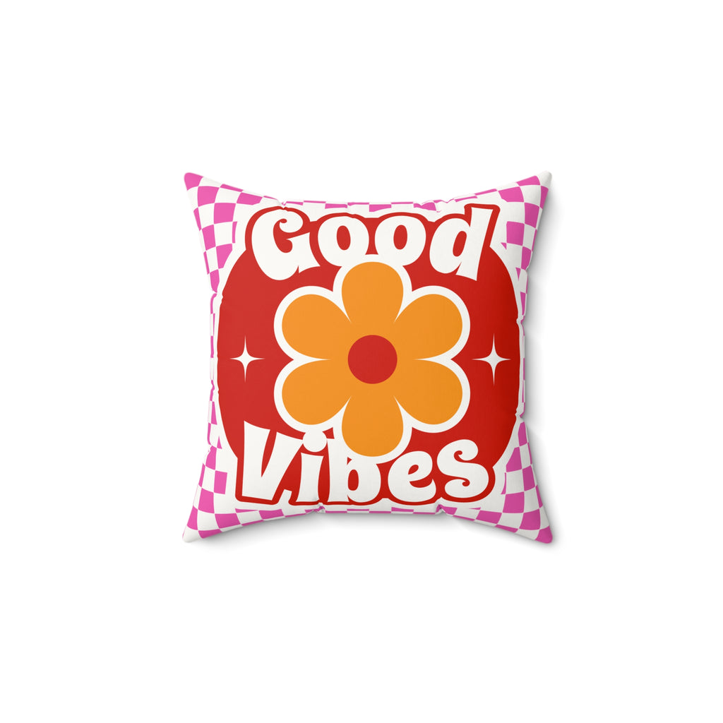 Good Vibes Retro Flower Pillow