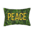 Peace Green Grass Lumbar Pillow — Decorative Throw Cushion with "PEACE" Text