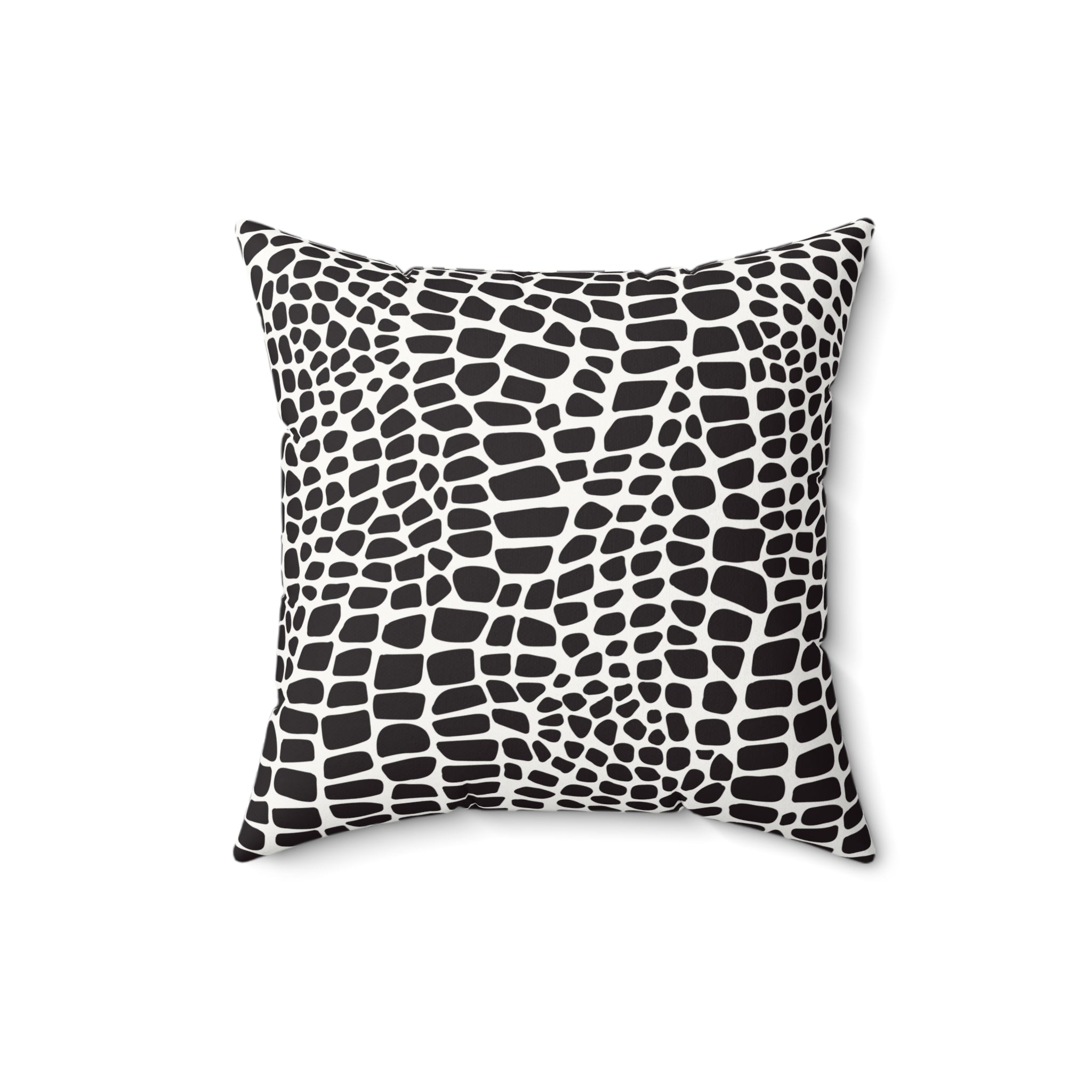 Black & White Croc Print Faux Suede Pillow — Modern Animal Print Decorative Throw Pillow