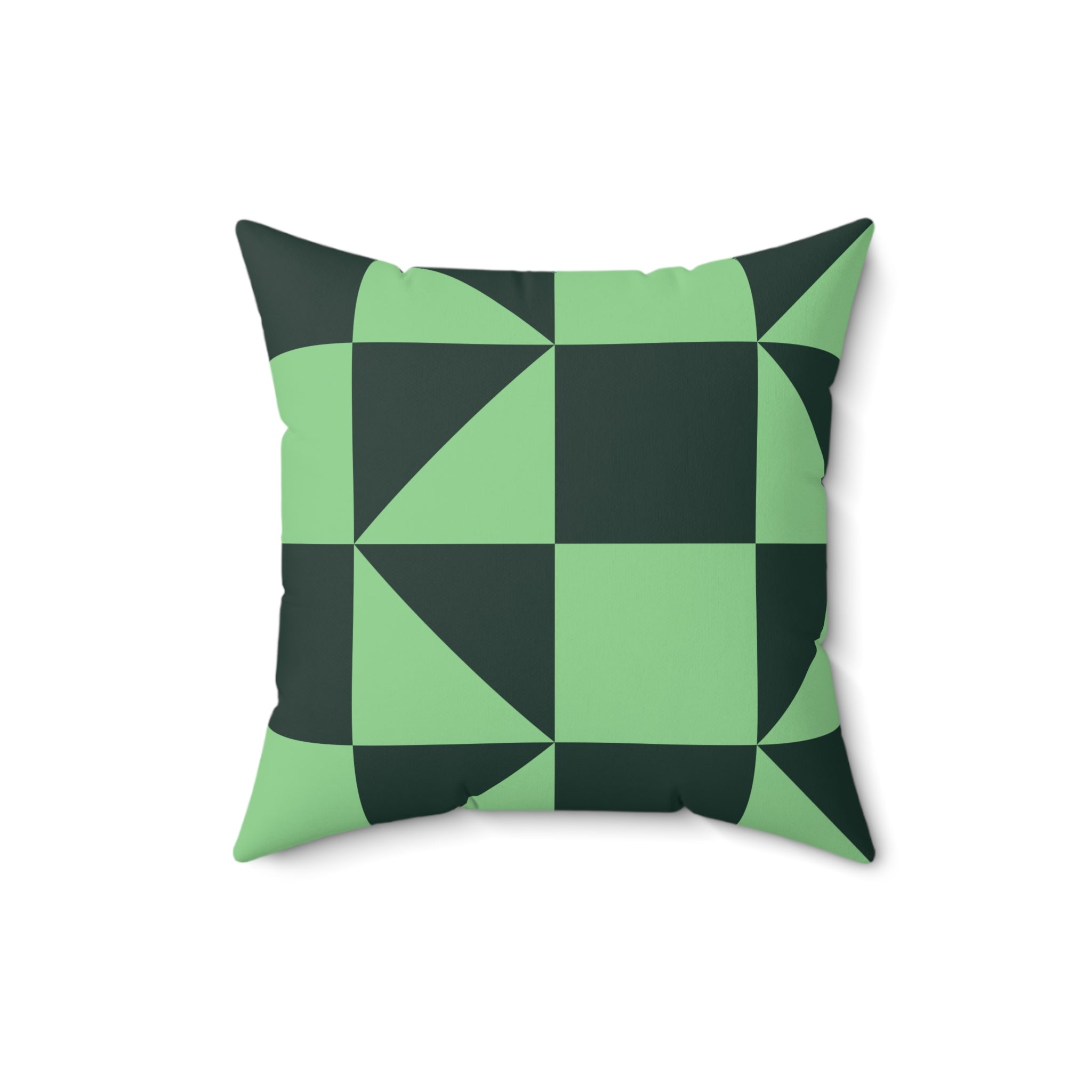 Green Geometric Checkerboard Pillow | Modern Square Throw Pillow