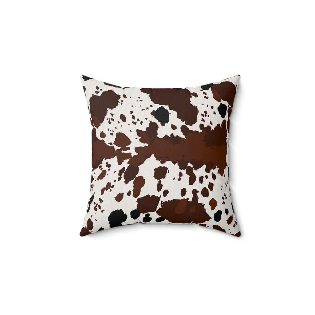 Cowhide Print Faux Suede Pillow — Brown Speckled Decorative Throw Pillow