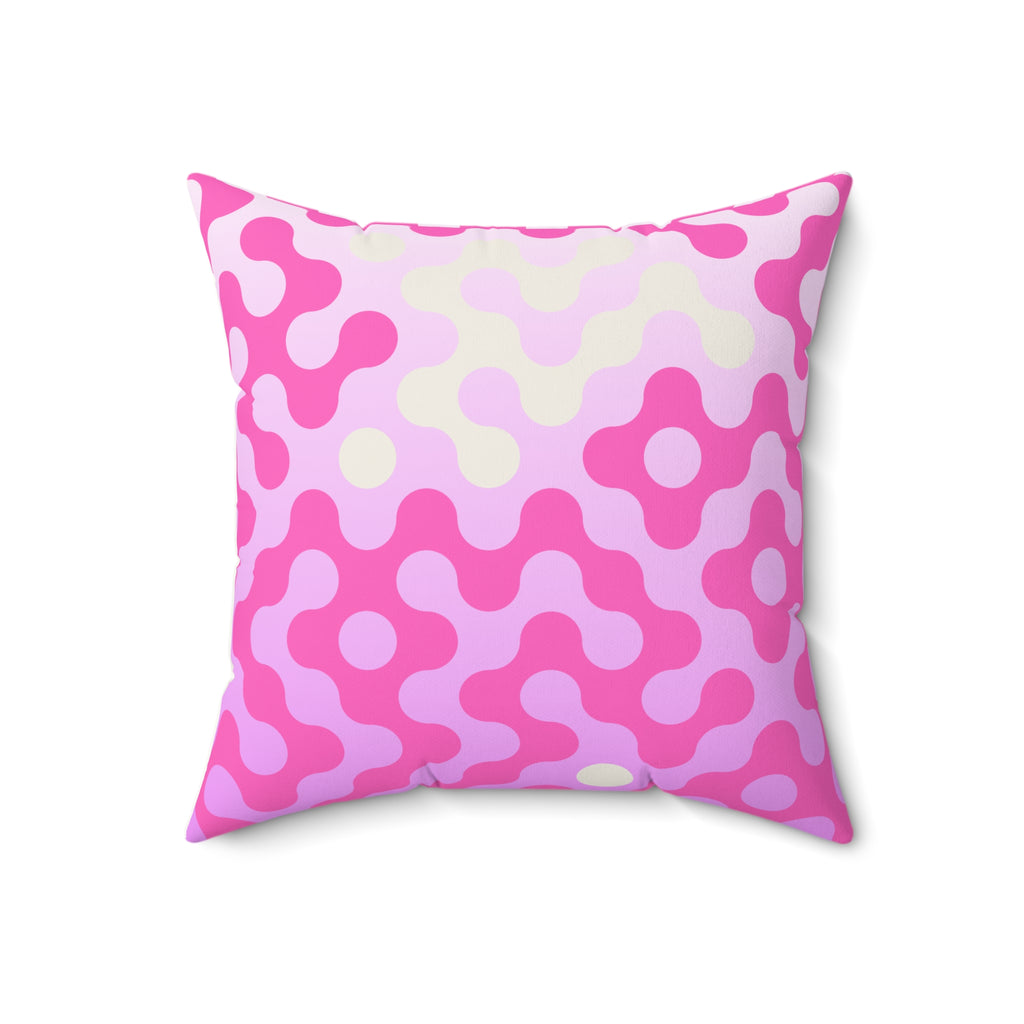 Pink Retro Blob Pattern Faux Suede Pillow