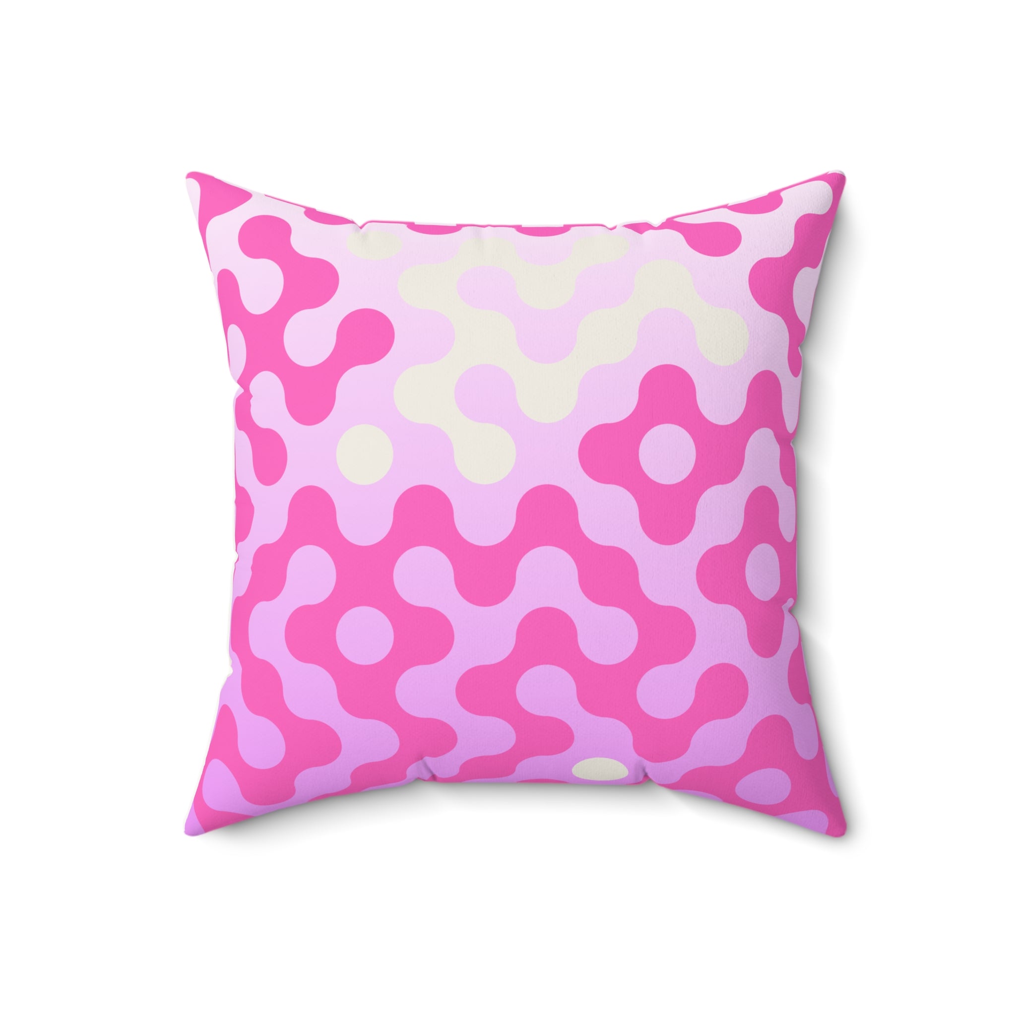 Pink Retro Blob Pattern Faux Suede Pillow