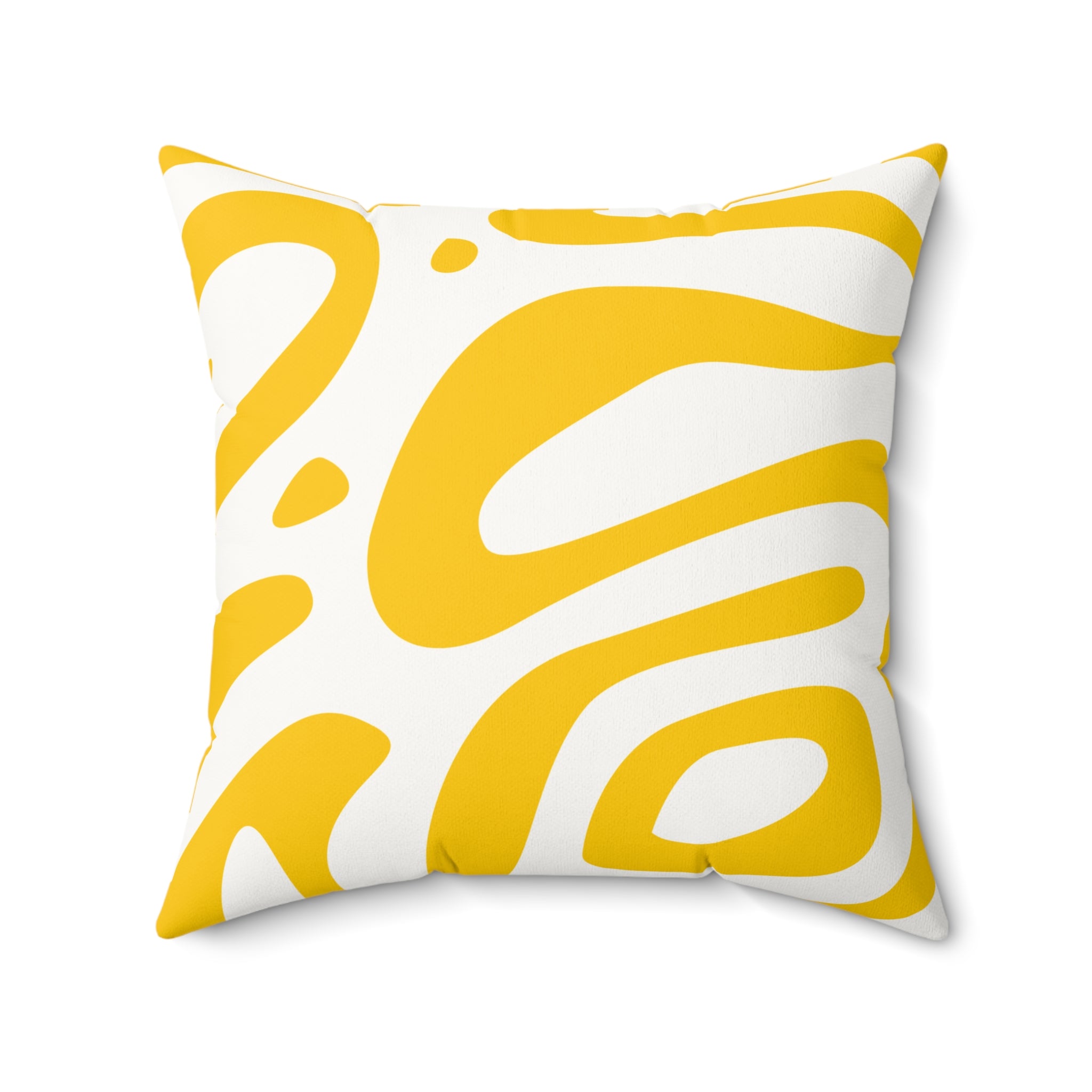 Yellow Abstract Zebra Print Faux Suede Square Pillow