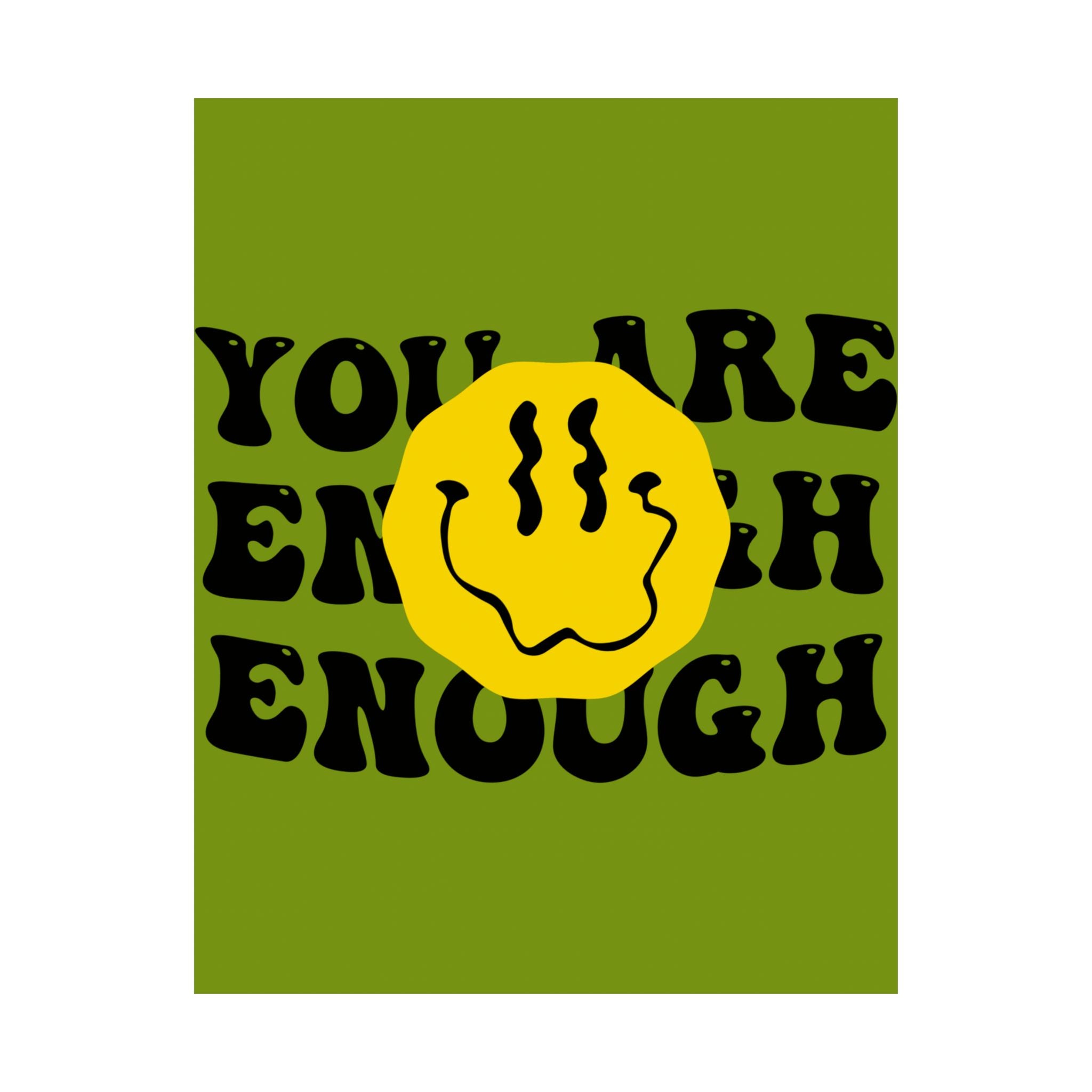 You Are Enough Poster — Retro Smiley Motivational Wall Art