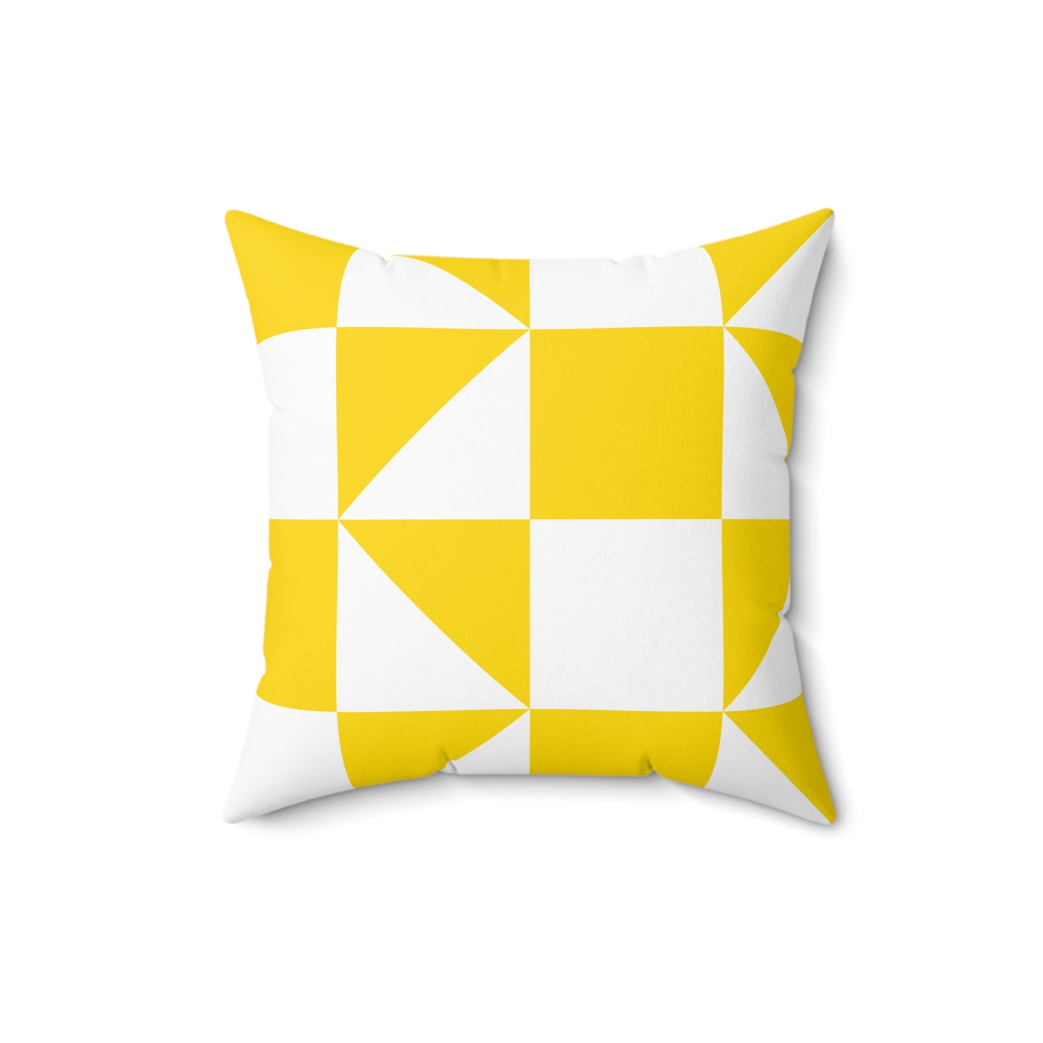 Geometric Yellow Quilt-Pattern Pillow