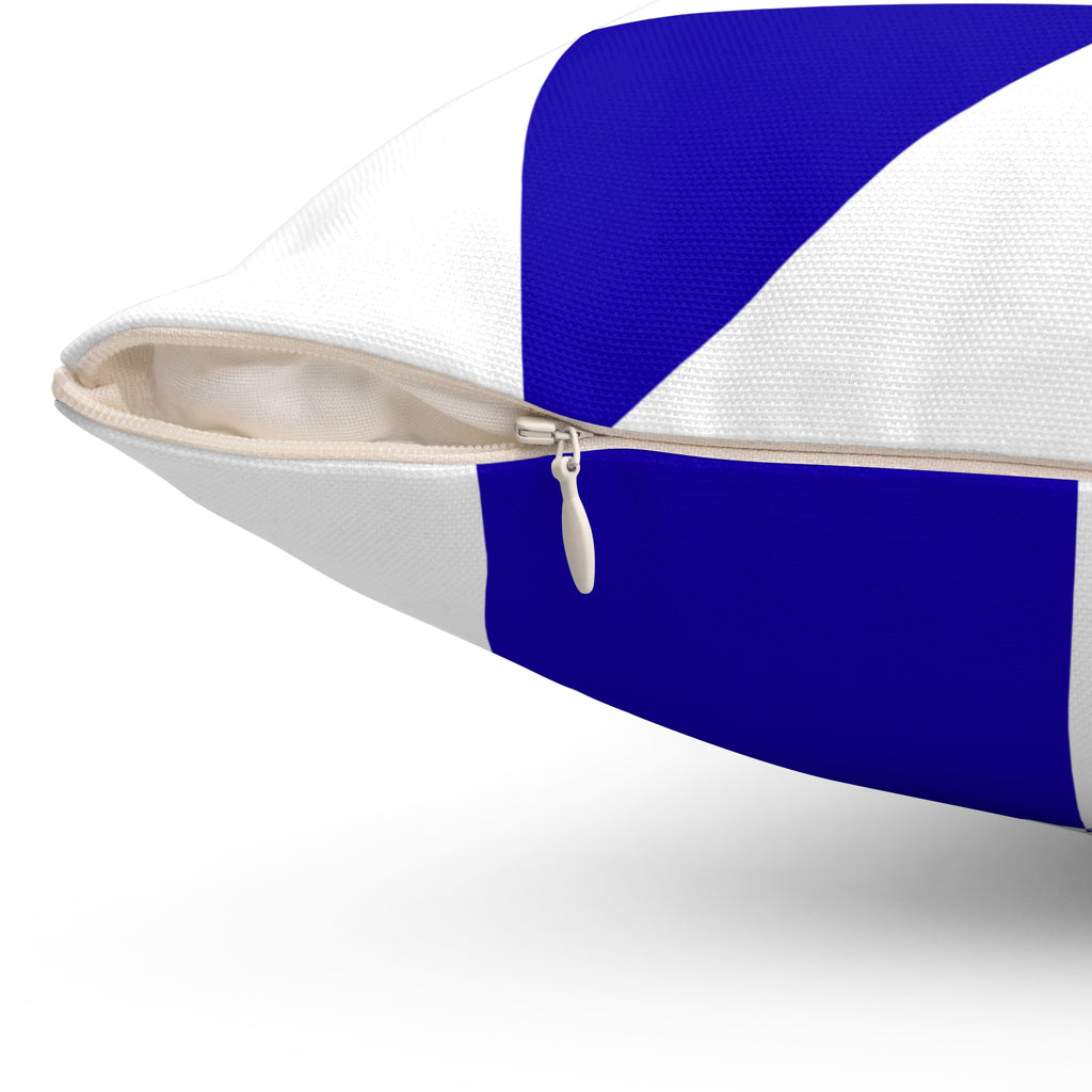 Geometric Blue Quilt-Block Square Pillow