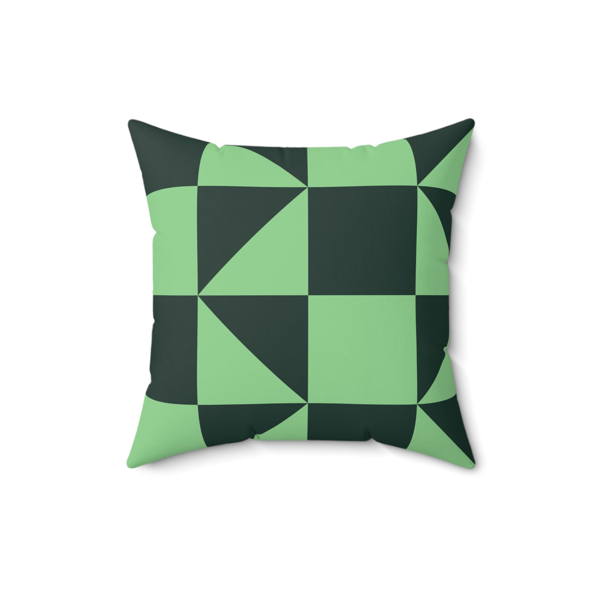 Green Geometric Checkerboard Pillow | Modern Square Throw Pillow