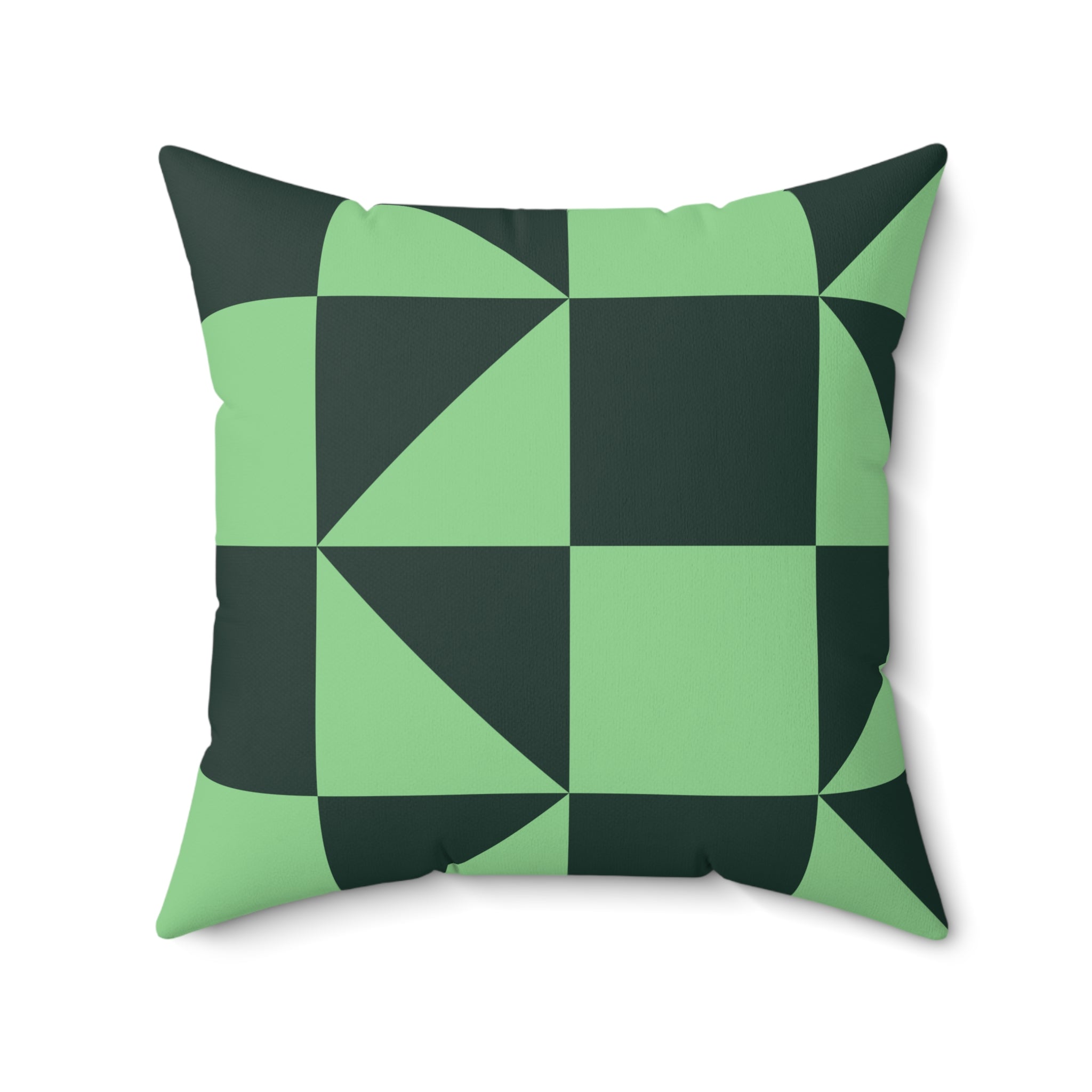 Green Geometric Checkerboard Pillow | Modern Square Throw Pillow