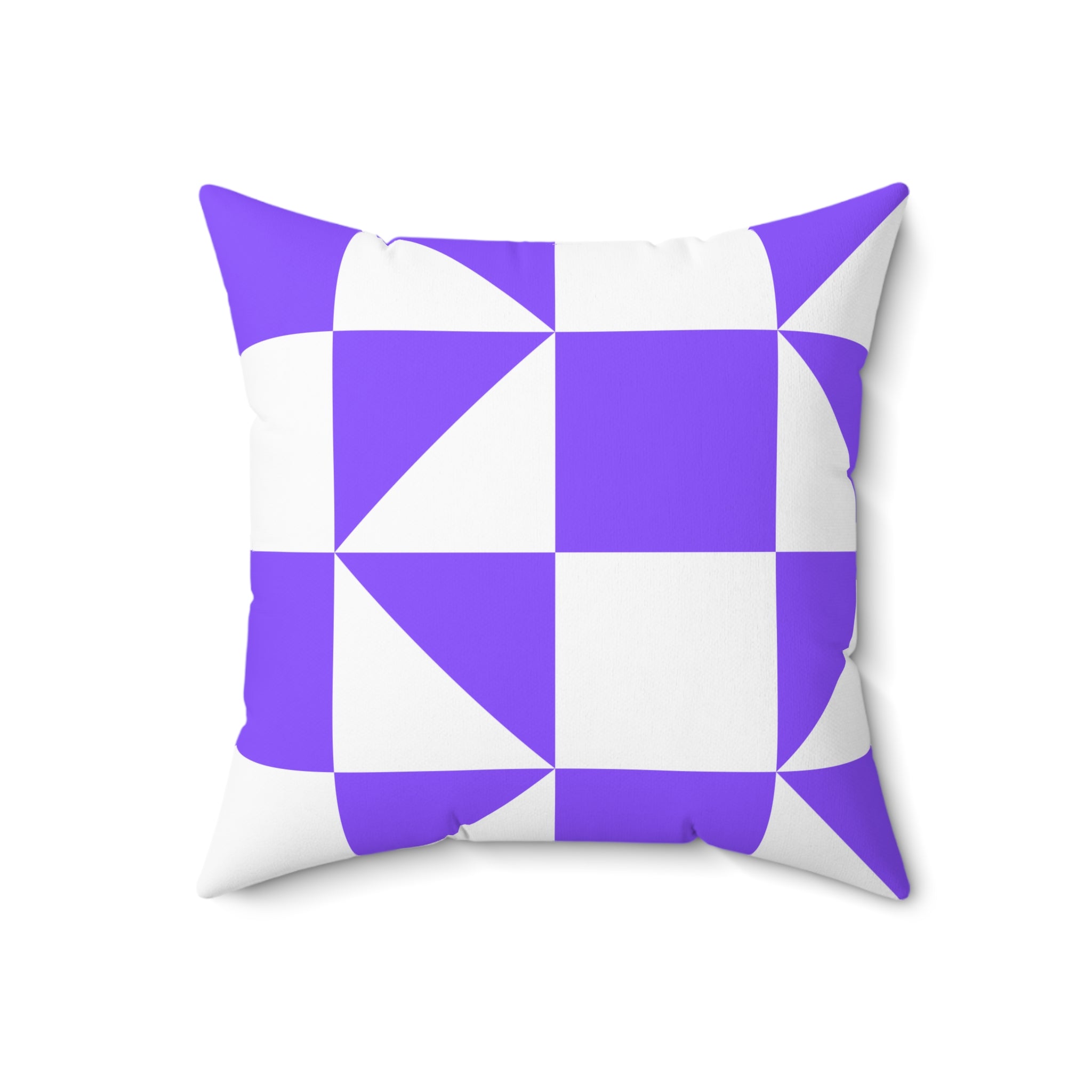 Geometric Purple Quilt-Block Square Throw Pillow