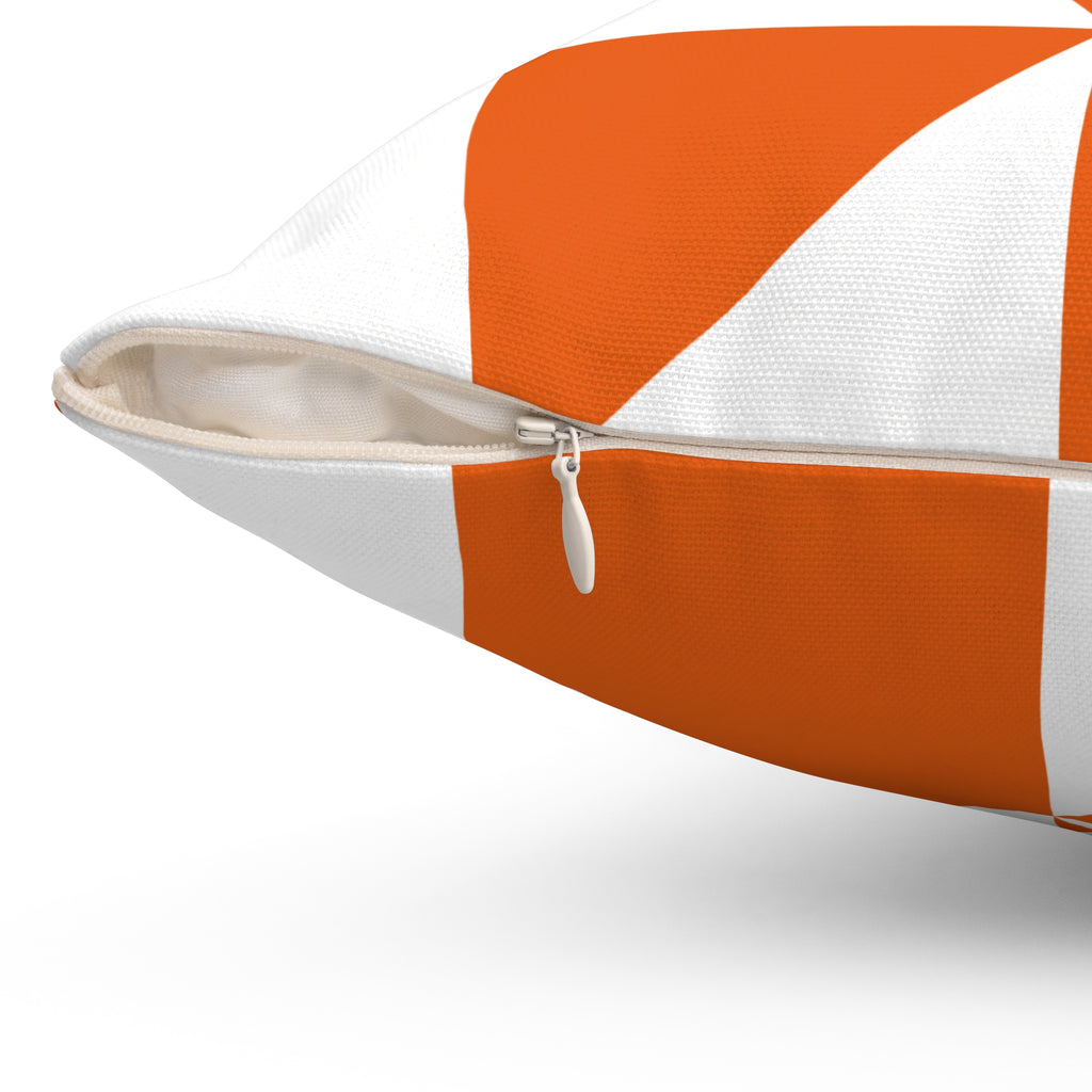 Modern Orange Geometric Square Pillow — Bold Checkered Throw Pillow