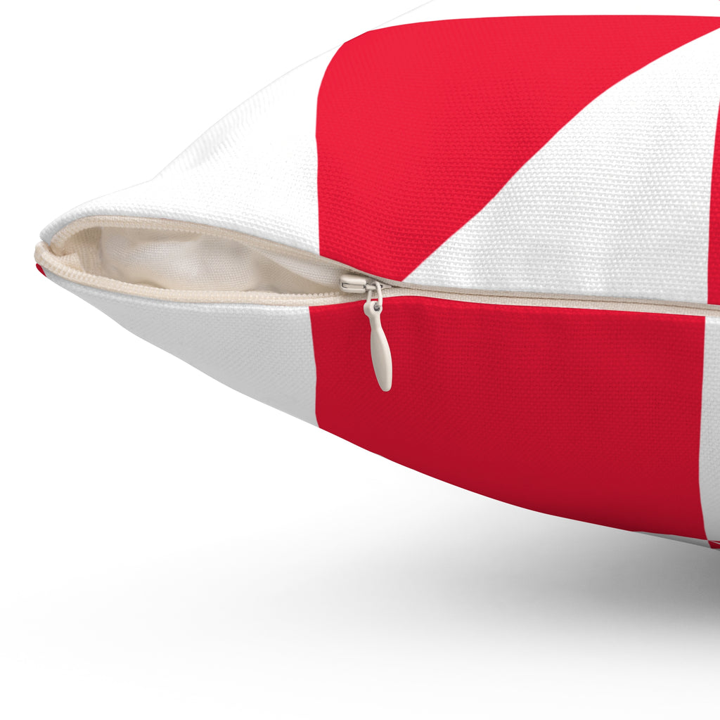 Geometric Red & White Quilt-Block Throw Pillow