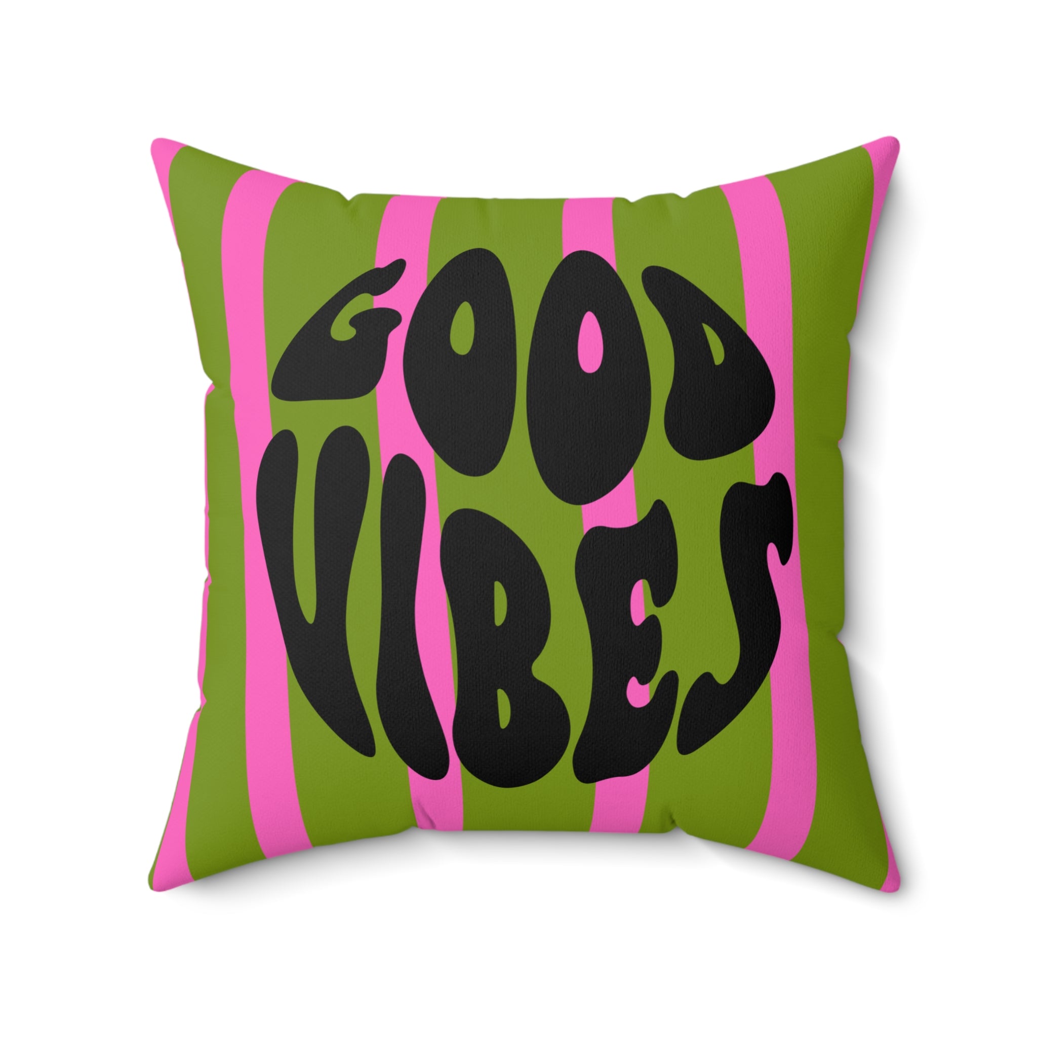 Good Vibes Square Pillow — Retro Psychedelic Accent Cushion
