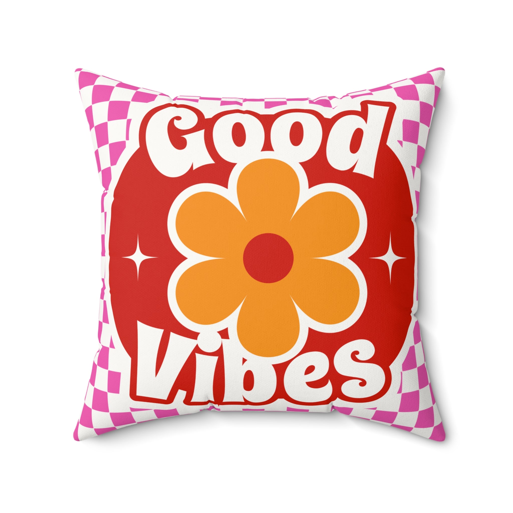 Good Vibes Retro Flower Pillow