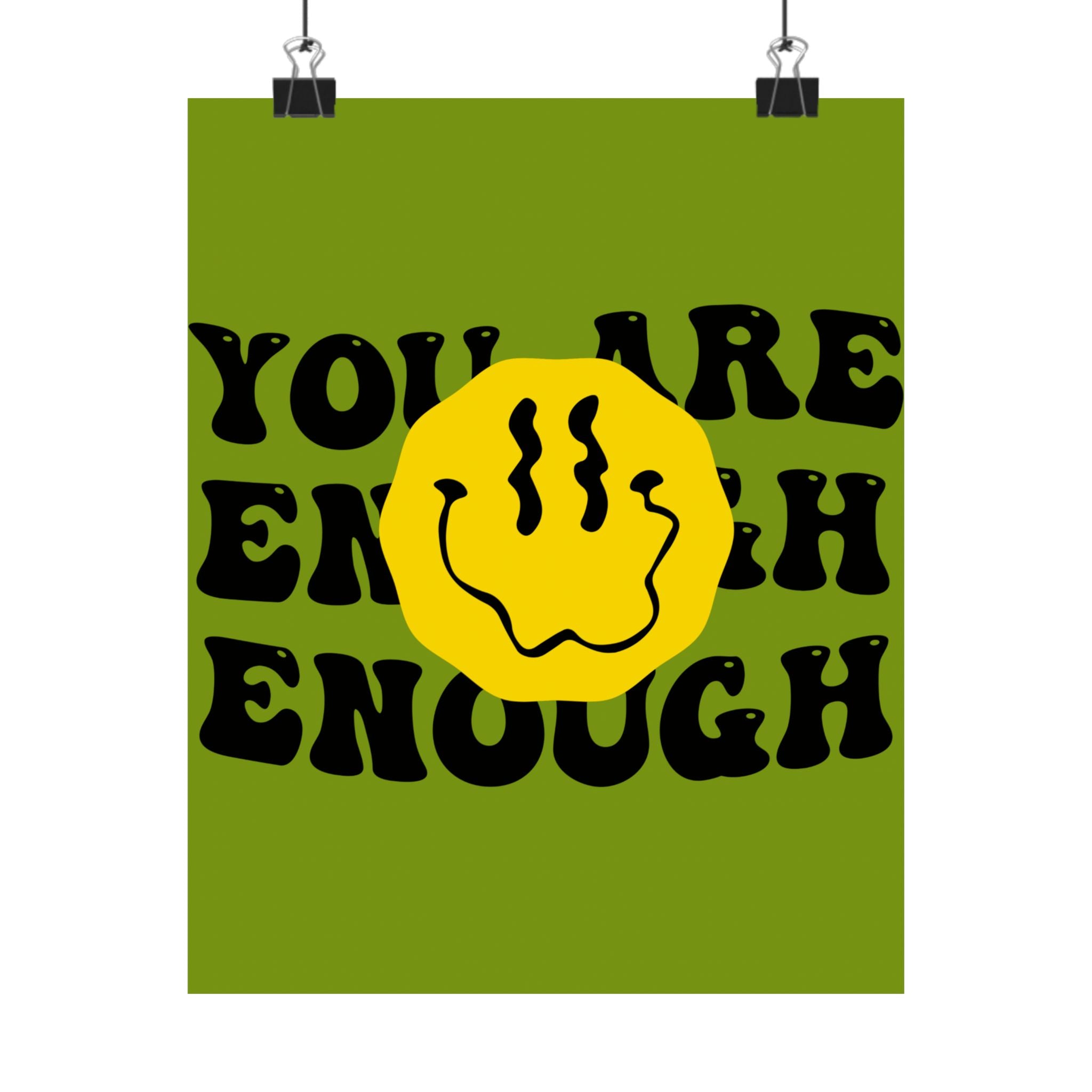 You Are Enough Poster — Retro Smiley Motivational Wall Art