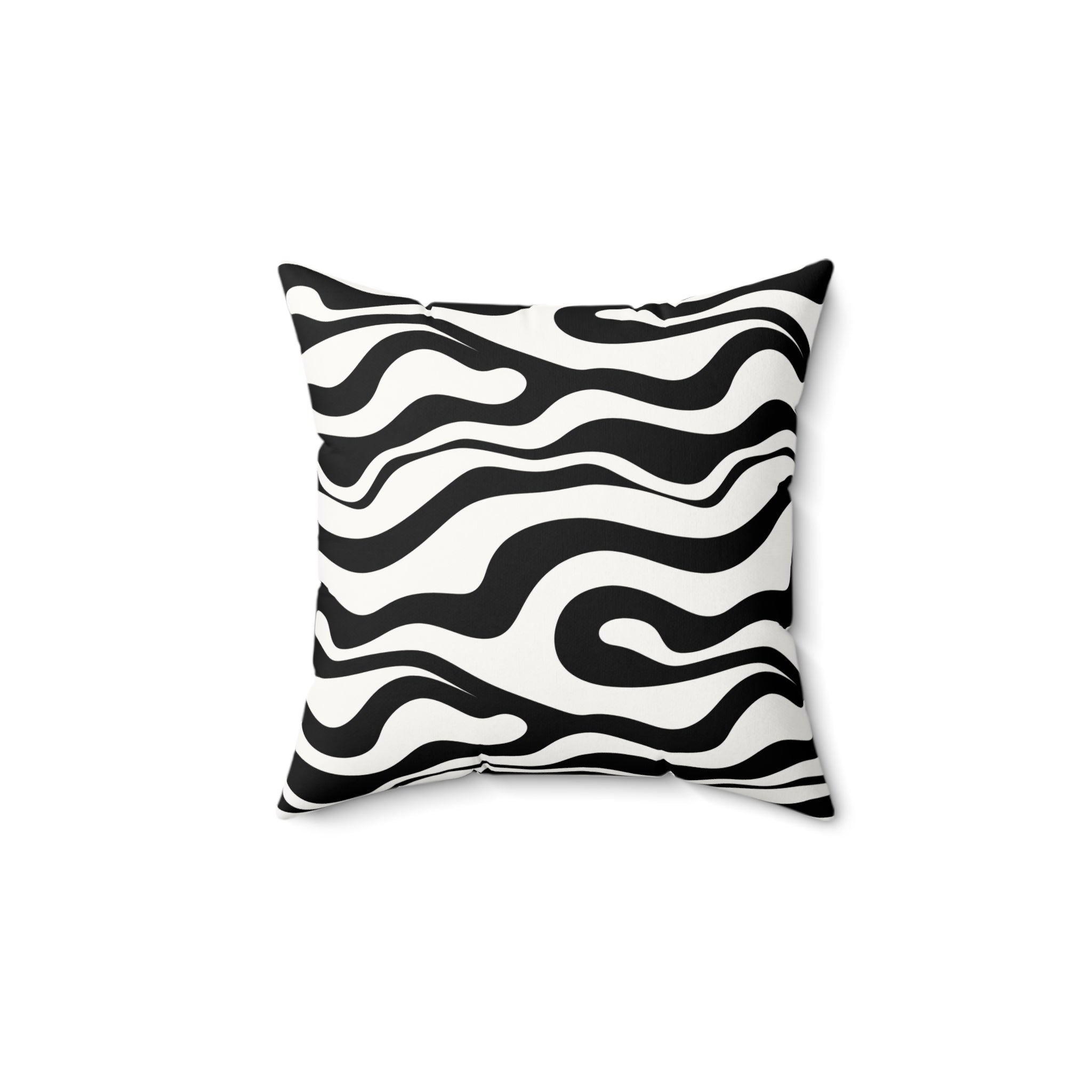 Zebra Wave Faux Suede Pillow — Black & White Abstract Decorative Cushion