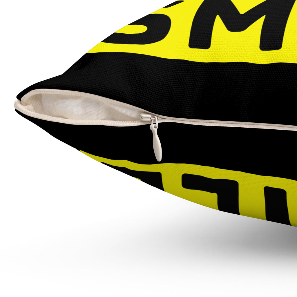Smile Pattern Pillow — Yellow Smiley Face Decorative Throw Pillow