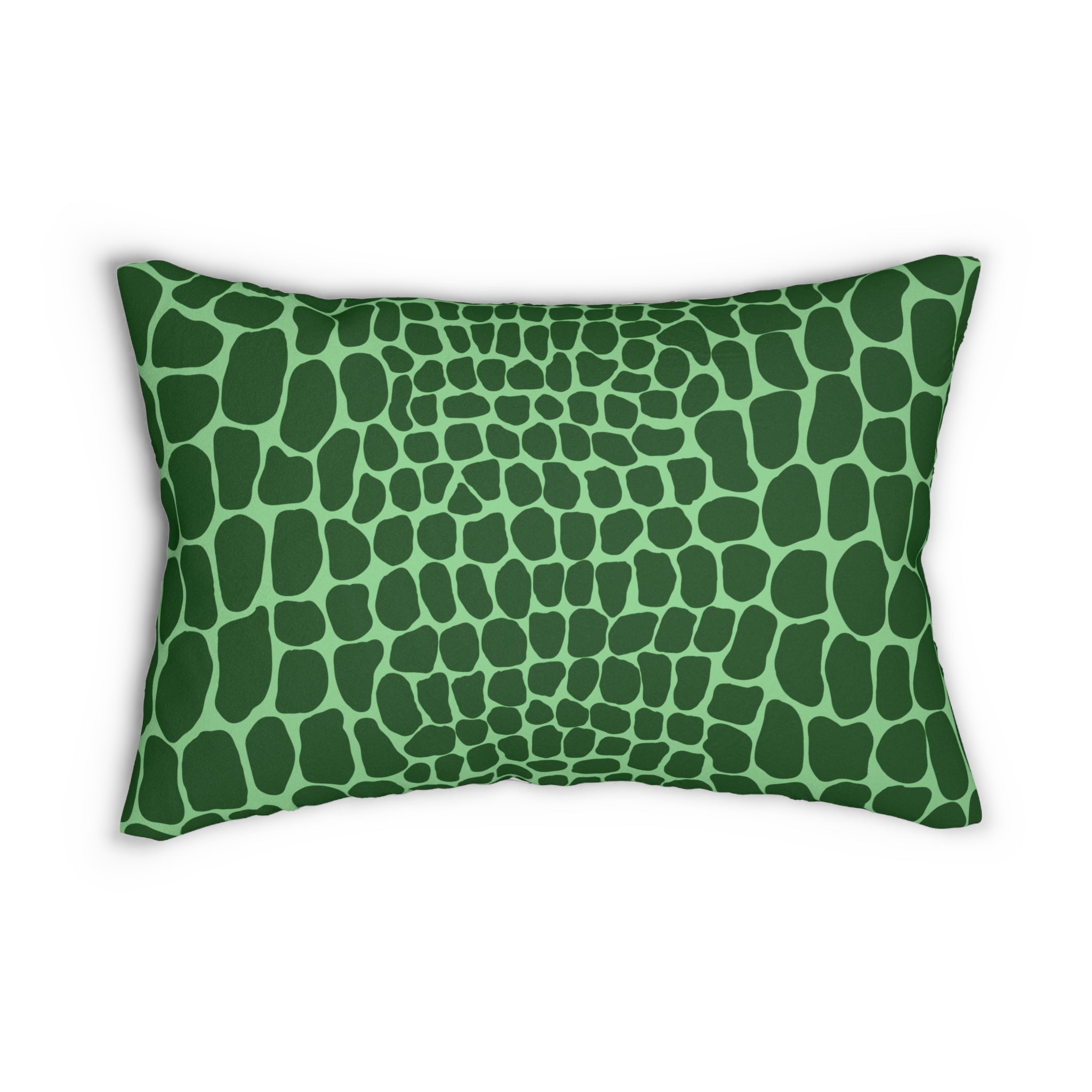Giraffe Print Lumbar Pillow — Green or Black Animal Pattern Accent Pillow