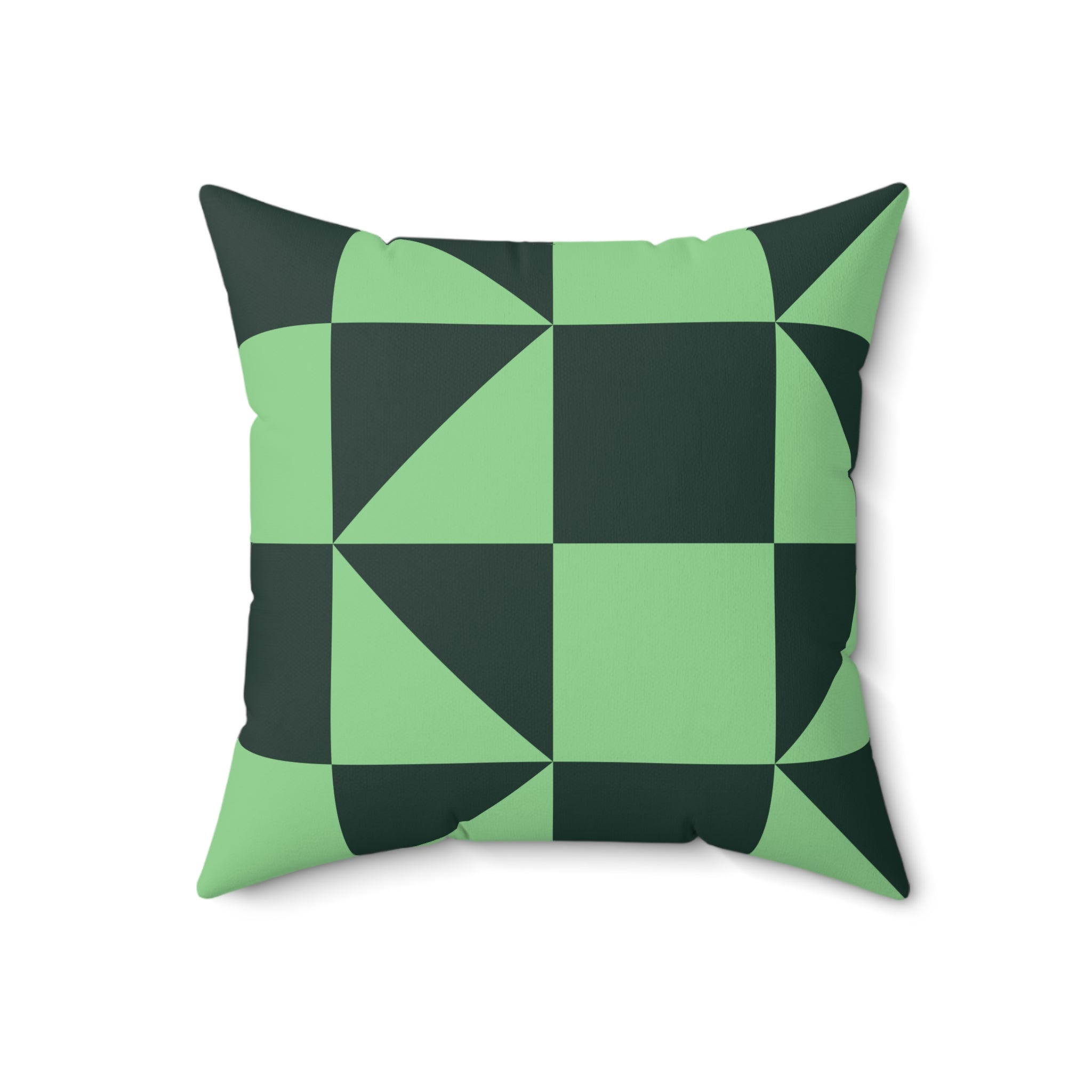 Green Geometric Checkerboard Pillow | Modern Square Throw Pillow
