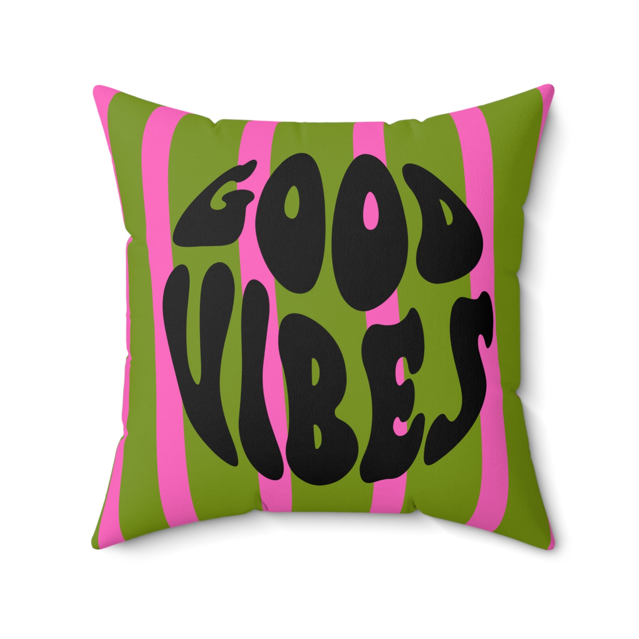 Good Vibes Square Pillow — Retro Psychedelic Accent Cushion