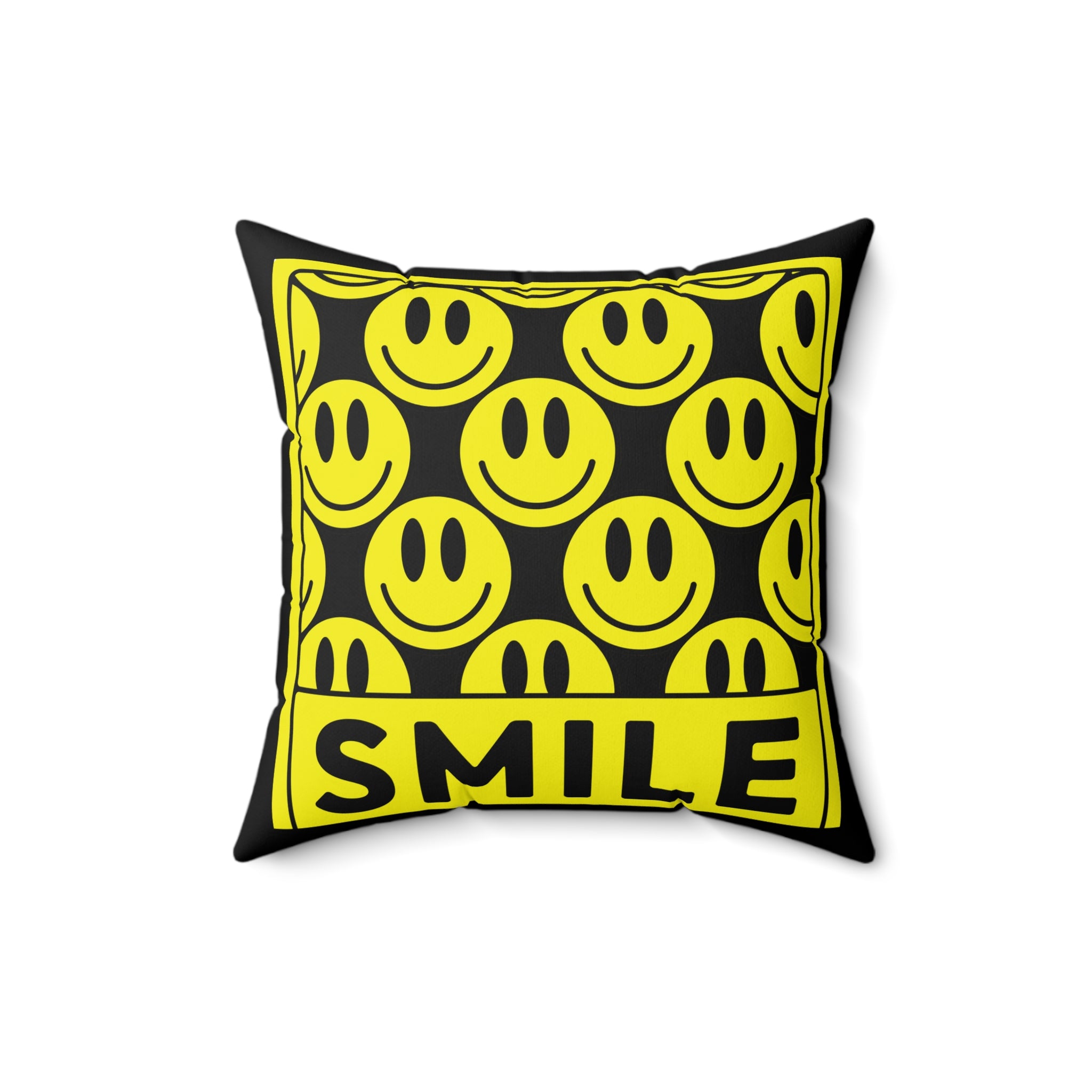 Smile Pattern Pillow — Yellow Smiley Face Decorative Throw Pillow