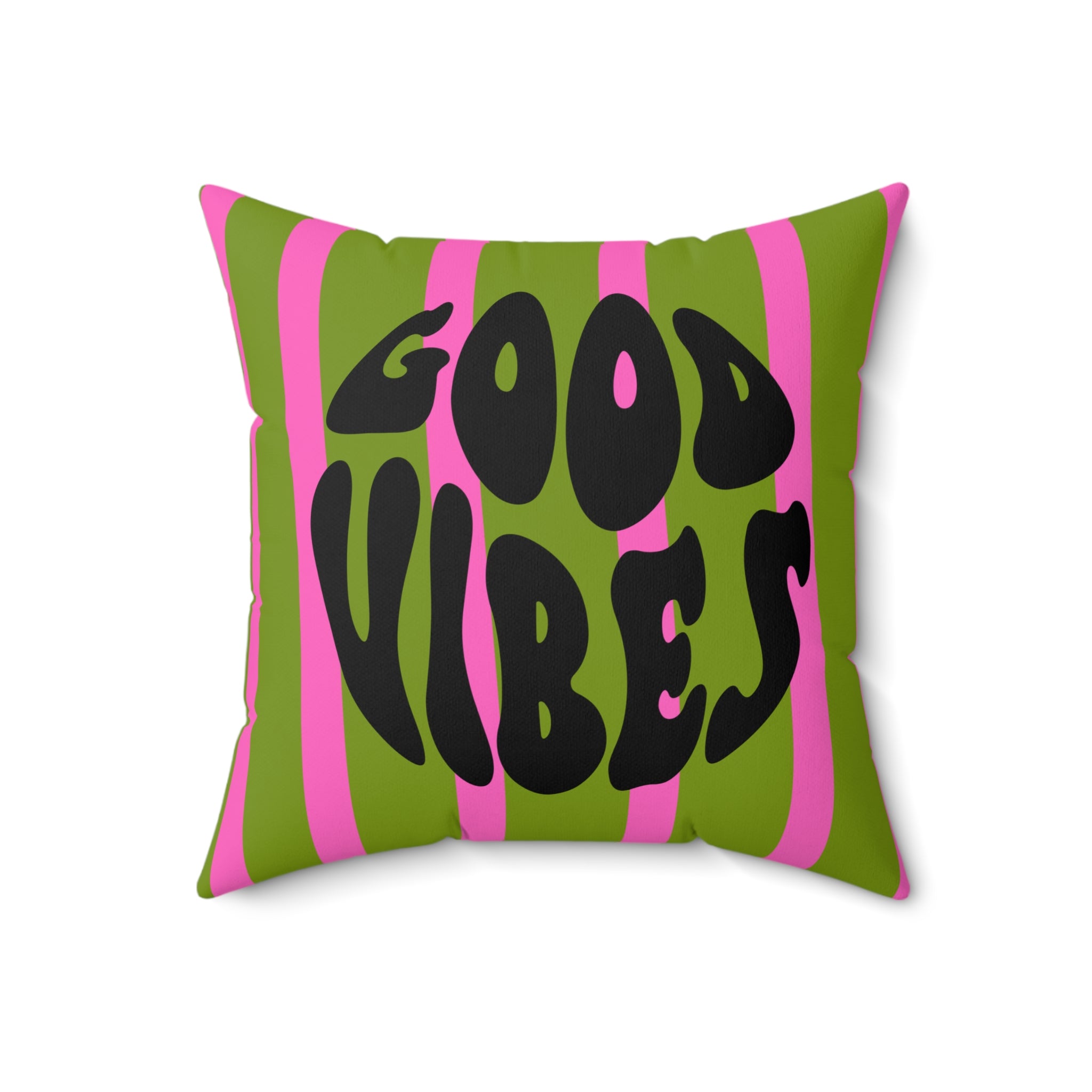 Good Vibes Square Pillow — Retro Psychedelic Accent Cushion