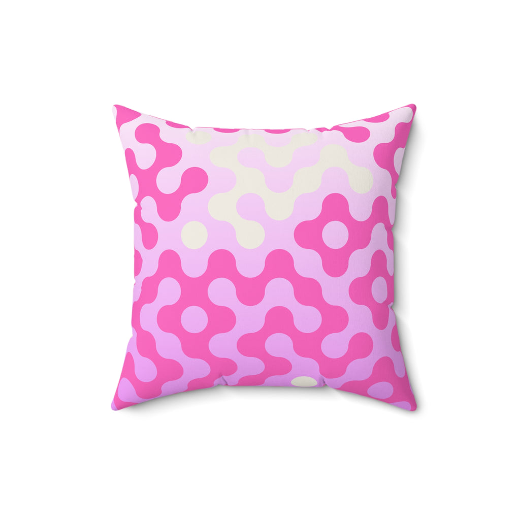 Pink Retro Blob Pattern Faux Suede Pillow