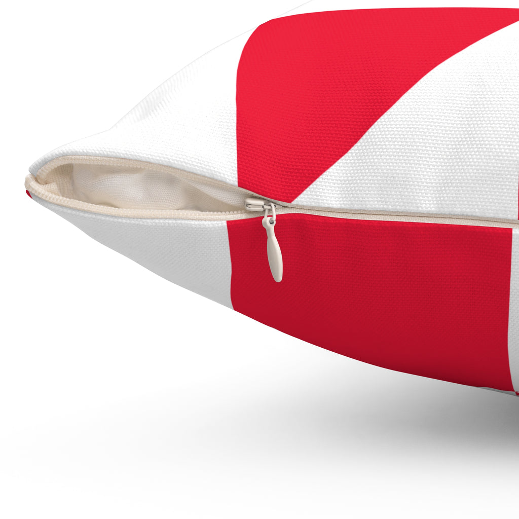 Geometric Red & White Quilt-Block Throw Pillow