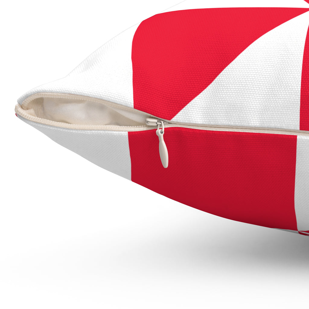 Geometric Red & White Quilt-Block Throw Pillow