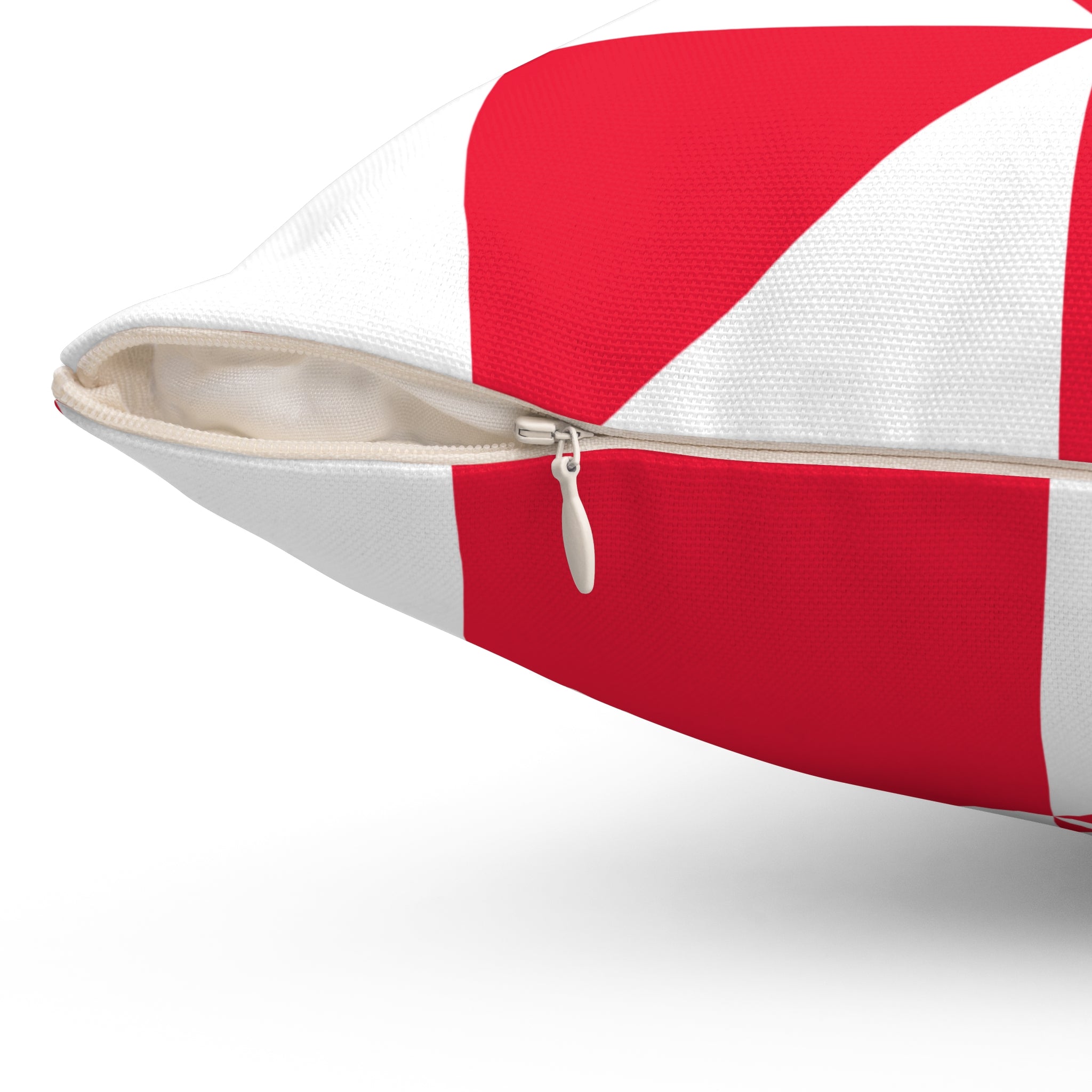 Geometric Red & White Quilt-Block Throw Pillow